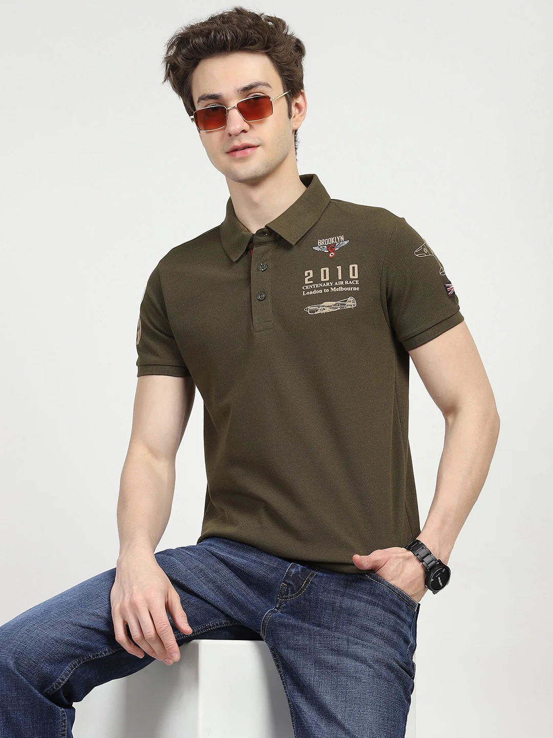 Olive Cotton Polo T-shirt - Image 8