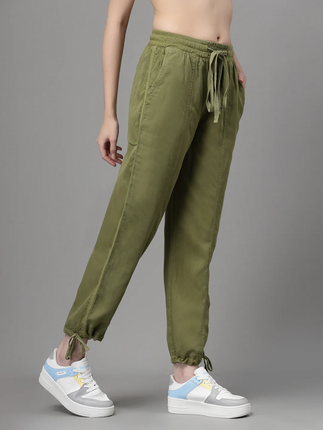 Olive Green Cotton Solid Lower - Image 7
