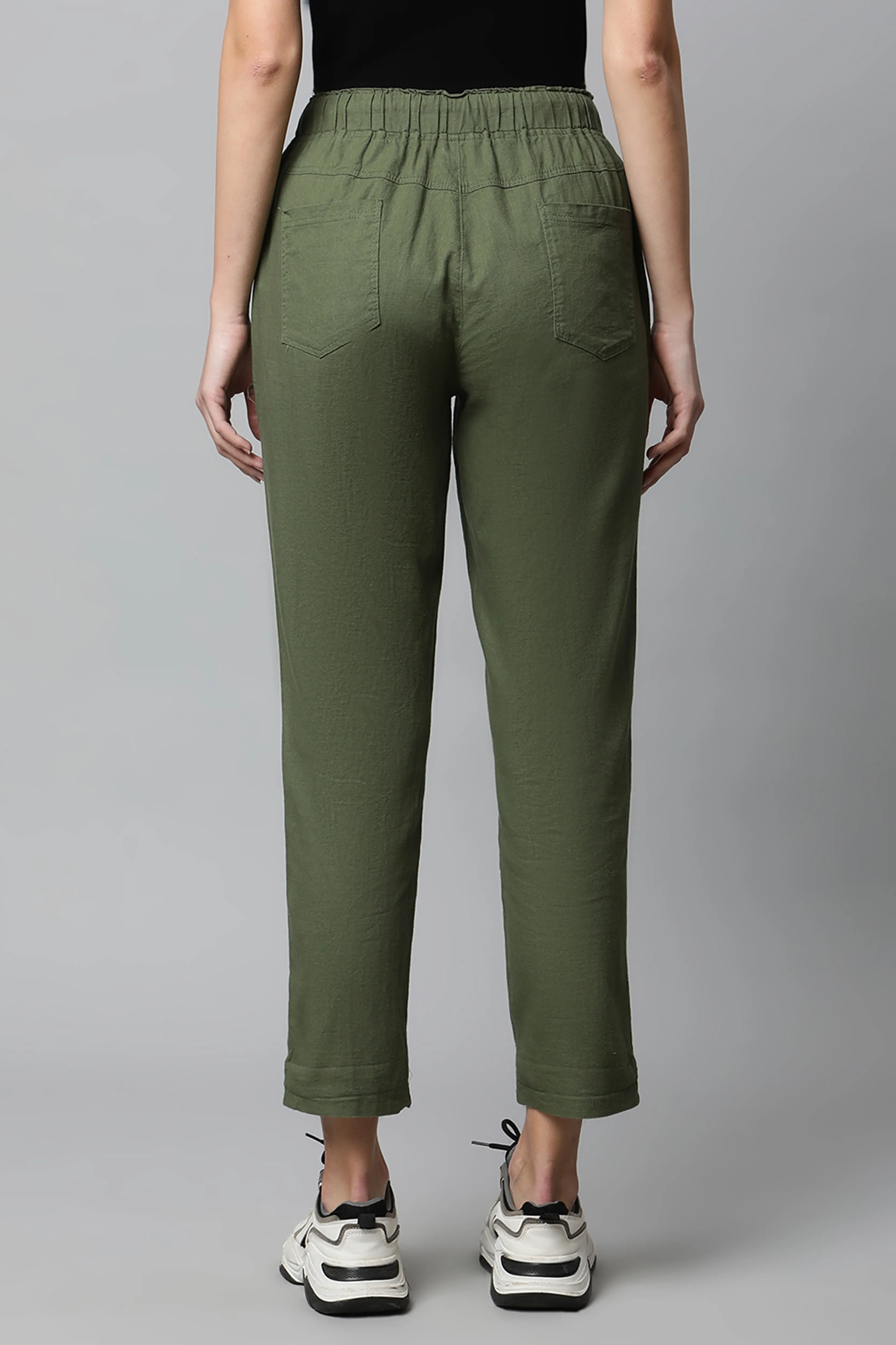 Olive Regular Fit Cotton Lower - Image 5