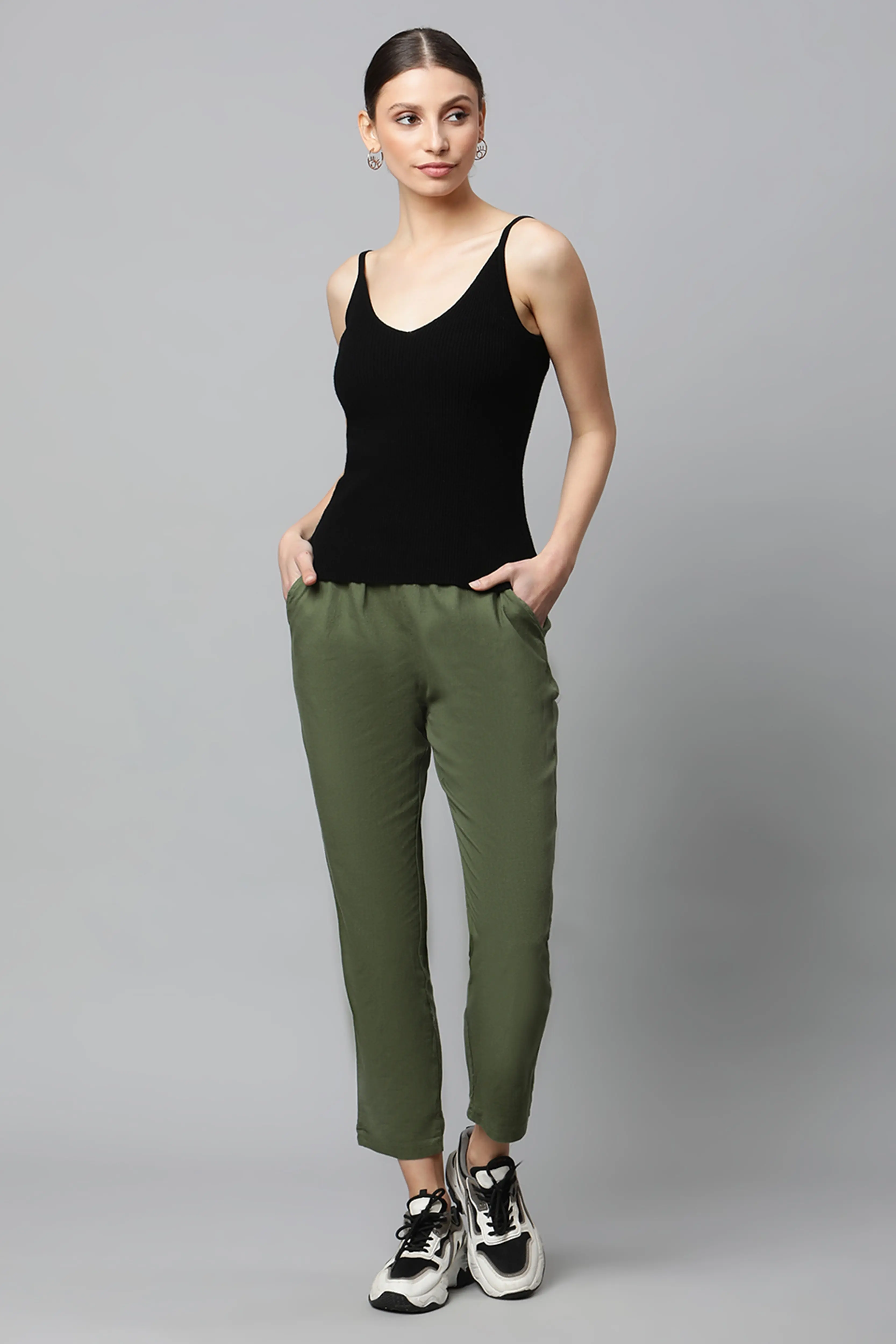 Olive Regular Fit Cotton Lower - Image 7