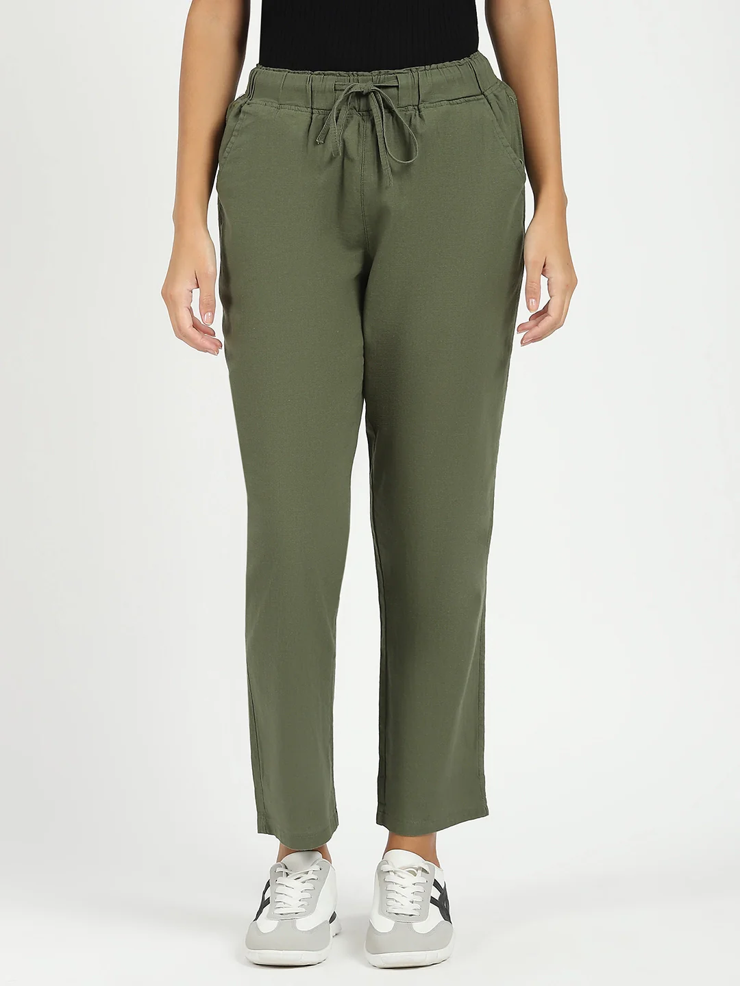 Olive Regular Fit Cotton Lower - Image 8