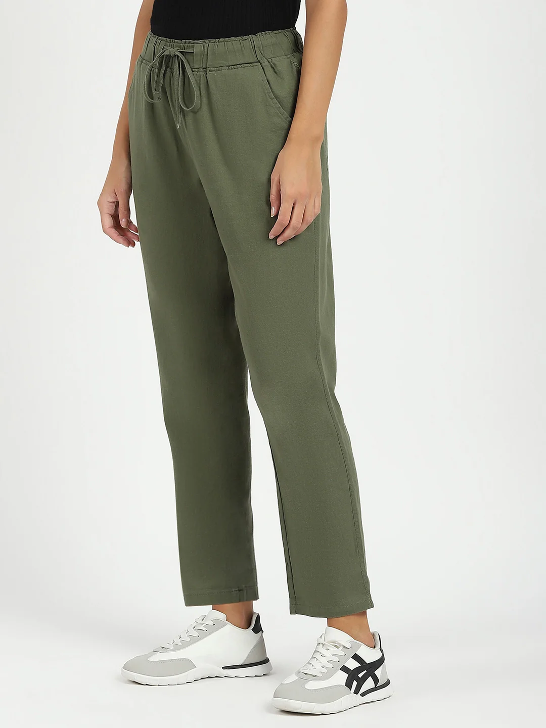 Olive Regular Fit Cotton Lower - Image 9