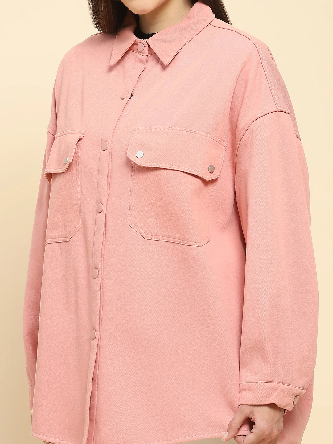 Pink Oversized Fleece Winter Shacket - Image 14