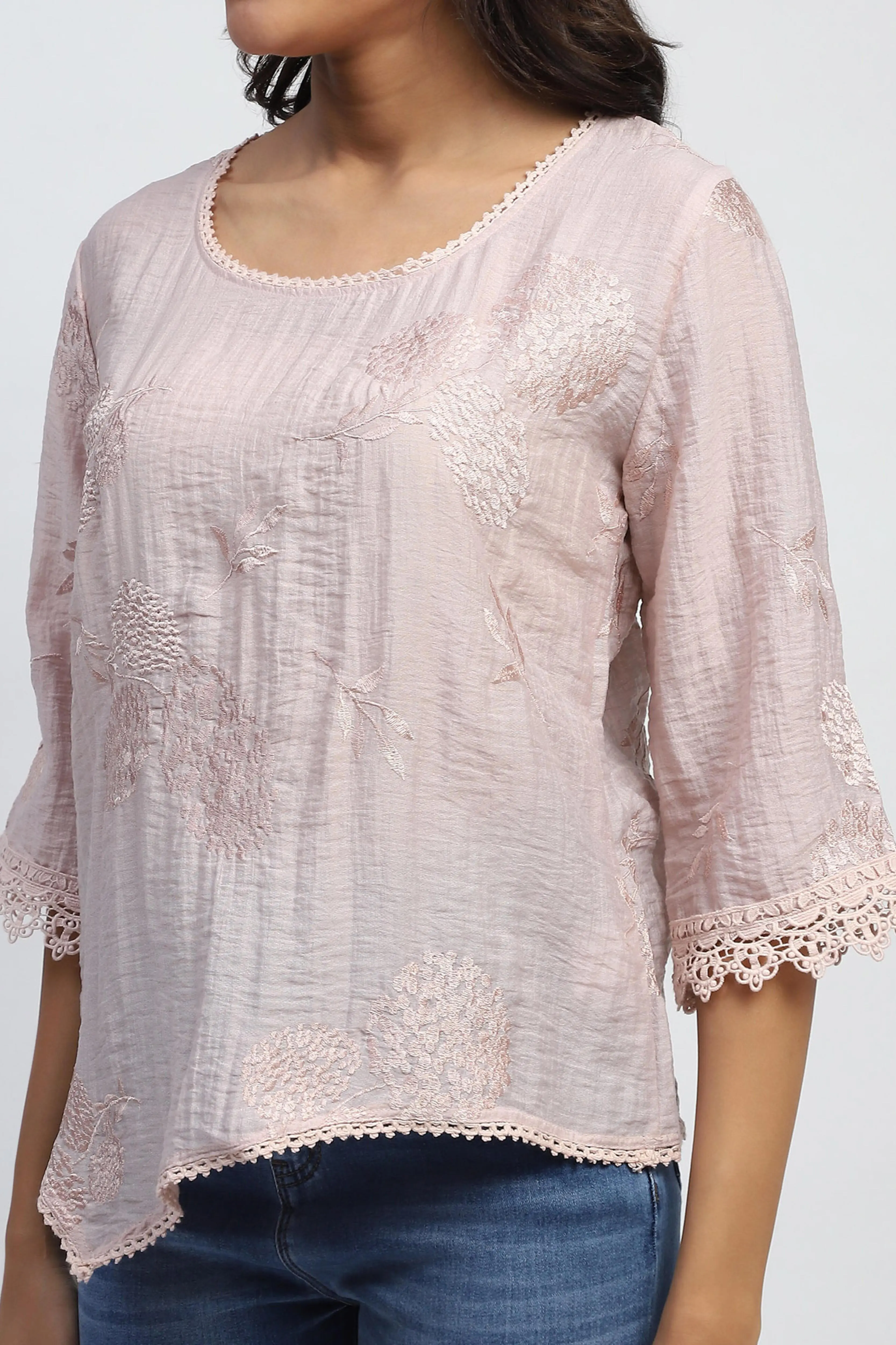 Pink Embroidered Linen Top - Image 5