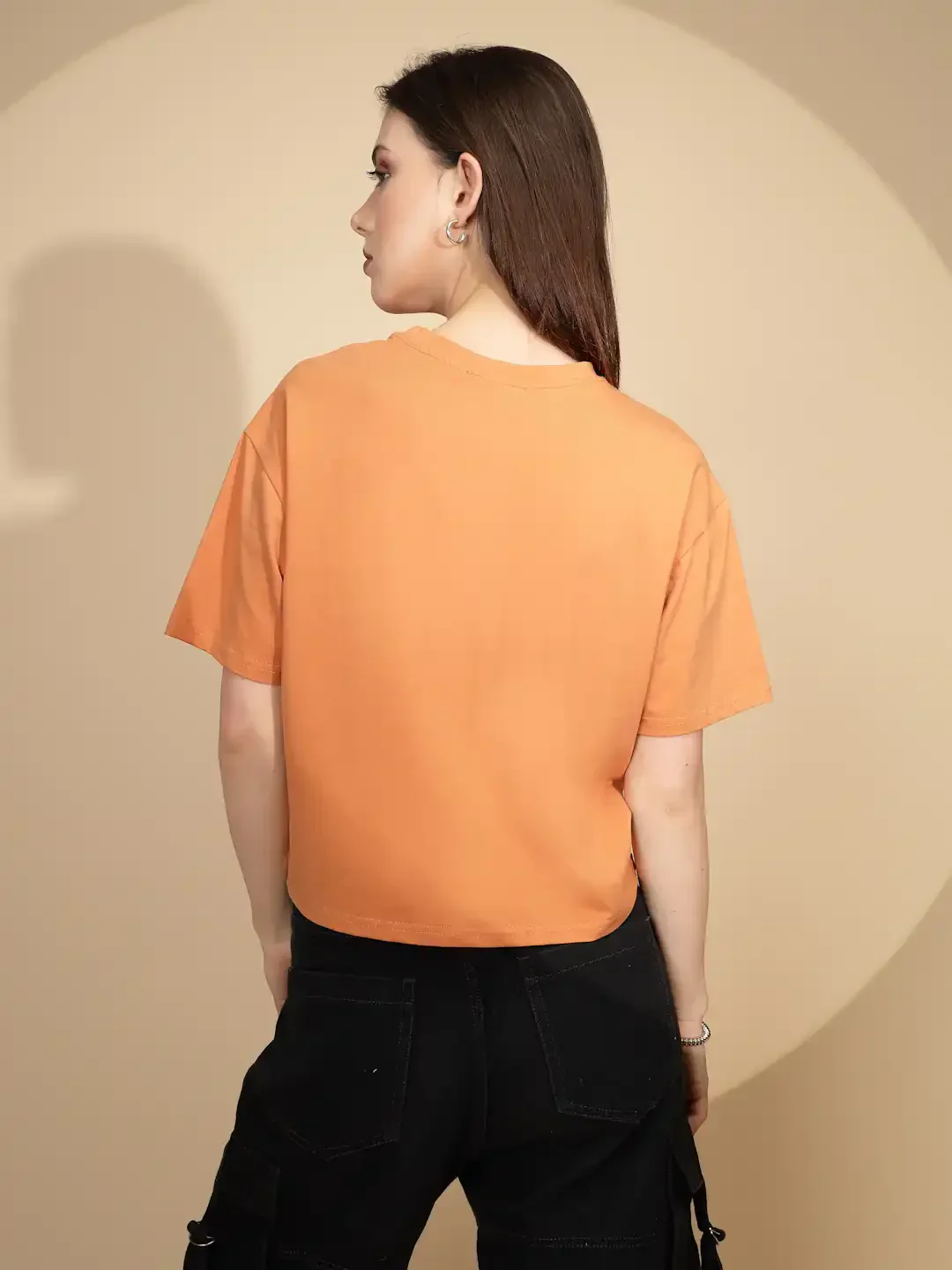 Orange Cotton Blend Graphic Top - Image 13