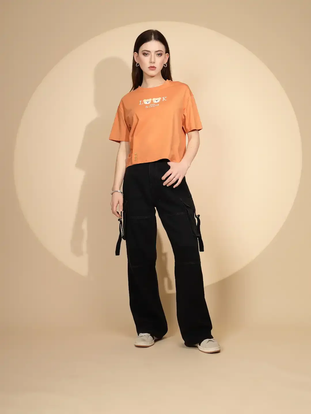 Orange Cotton Blend Graphic Top - Image 14