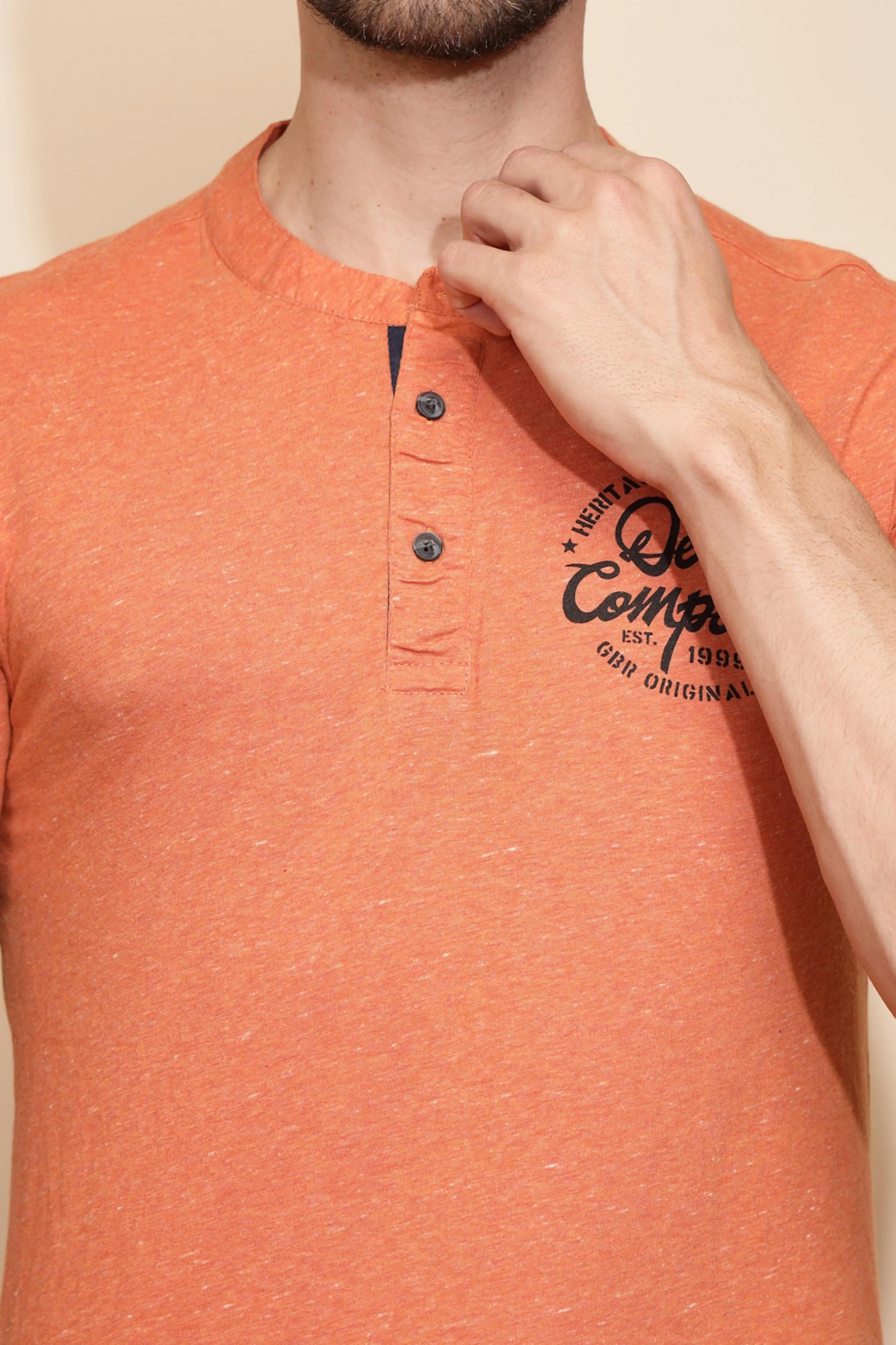 Orange Cotton Slim Fit Night Suit Set - Image 5