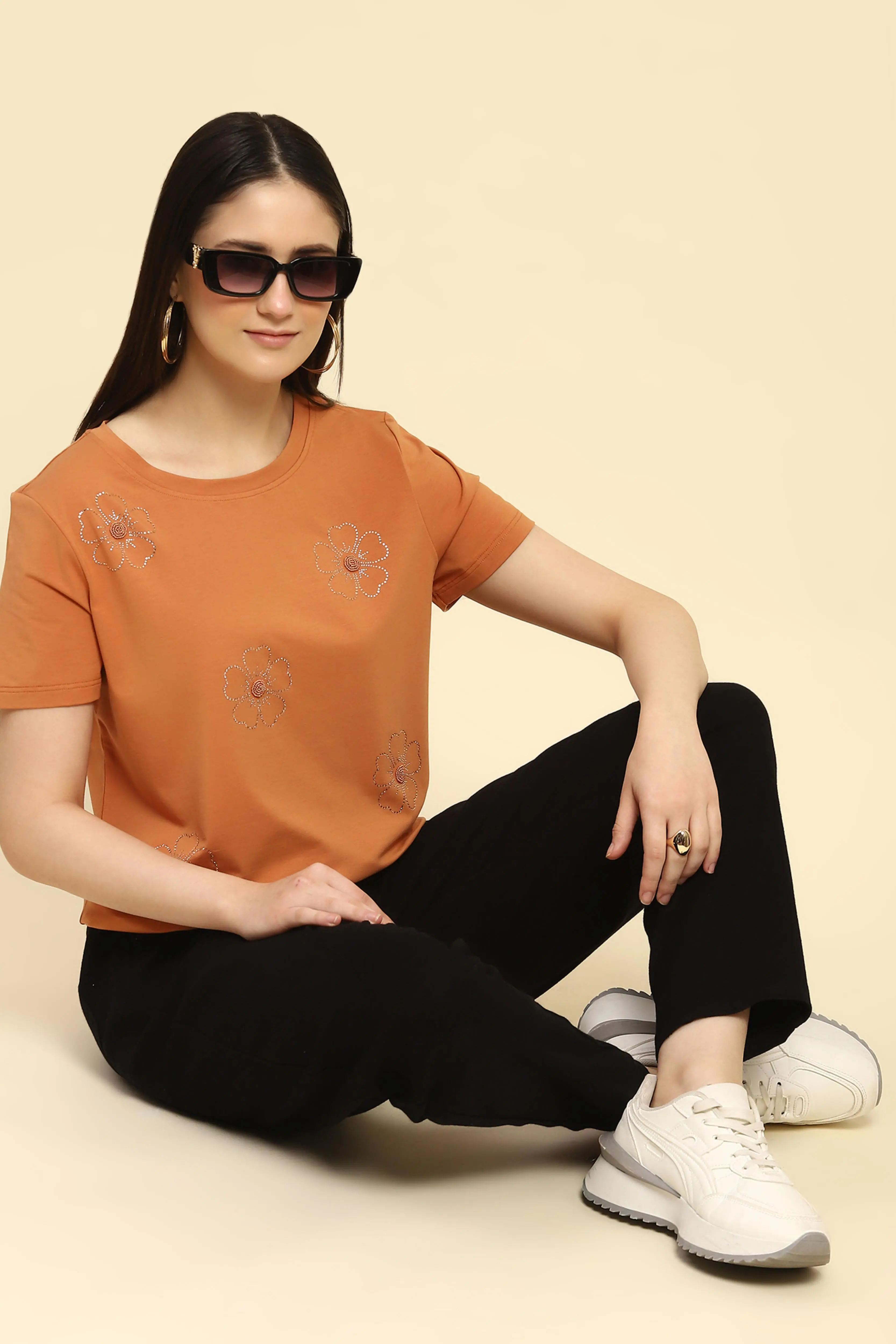 Orange Embellished Modal Top - Image 6