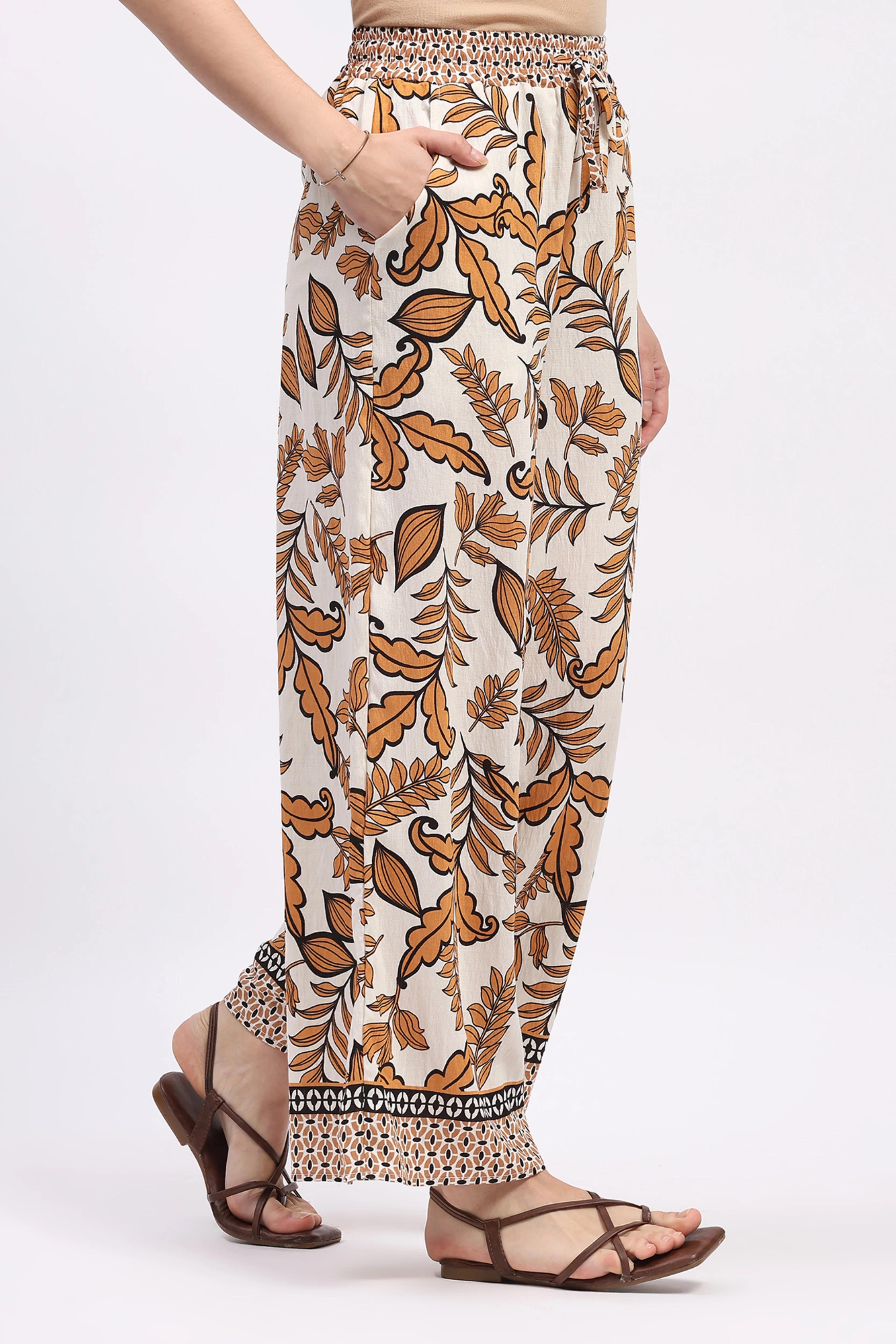 Orange Floral Print Rayon Co-ord Set - Image 5