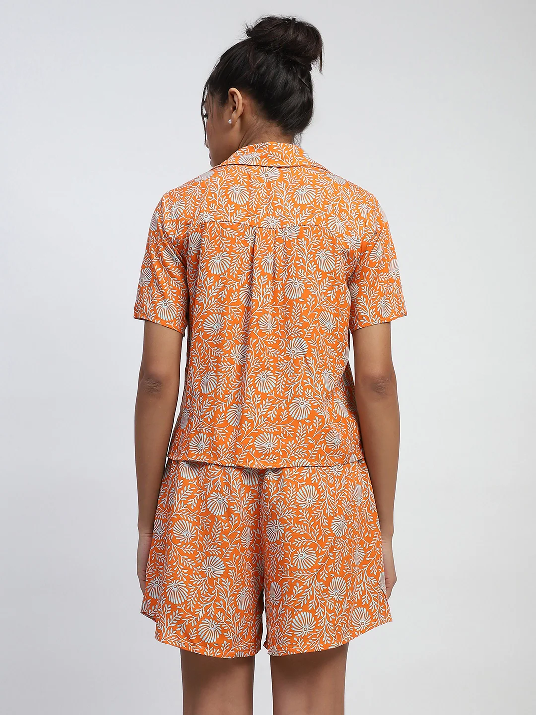 Orange Floral Print Rayon Shirt - Image 13