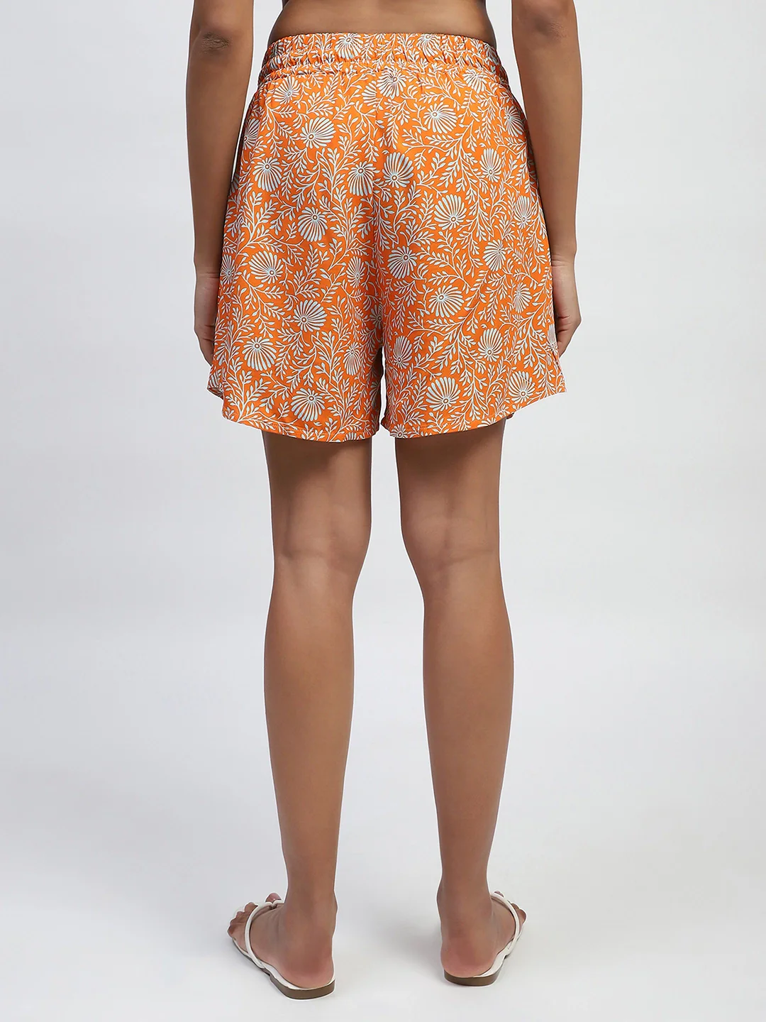 Orange Floral Rayon Loose Fit Shorts - Image 18