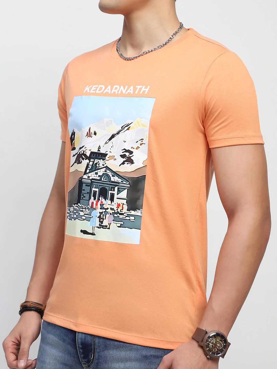 Graphic Cotton Round Neck T-Shirt - Image 9
