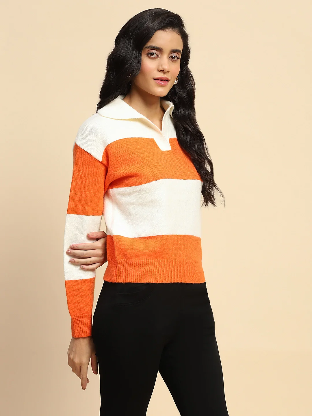 Orange Wool Blend Winter Pullover - Image 10