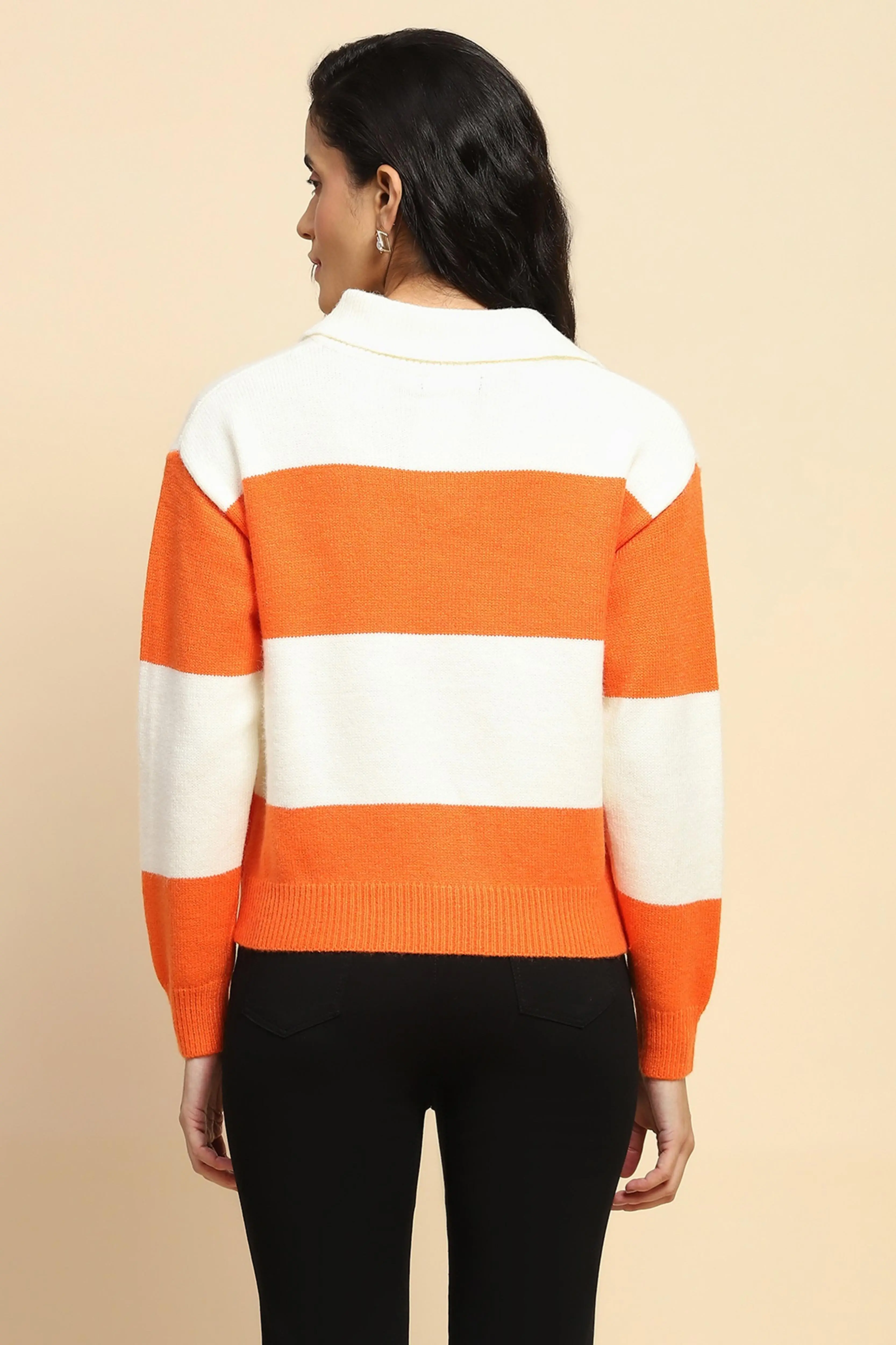 Orange Wool Blend Winter Pullover - Image 4