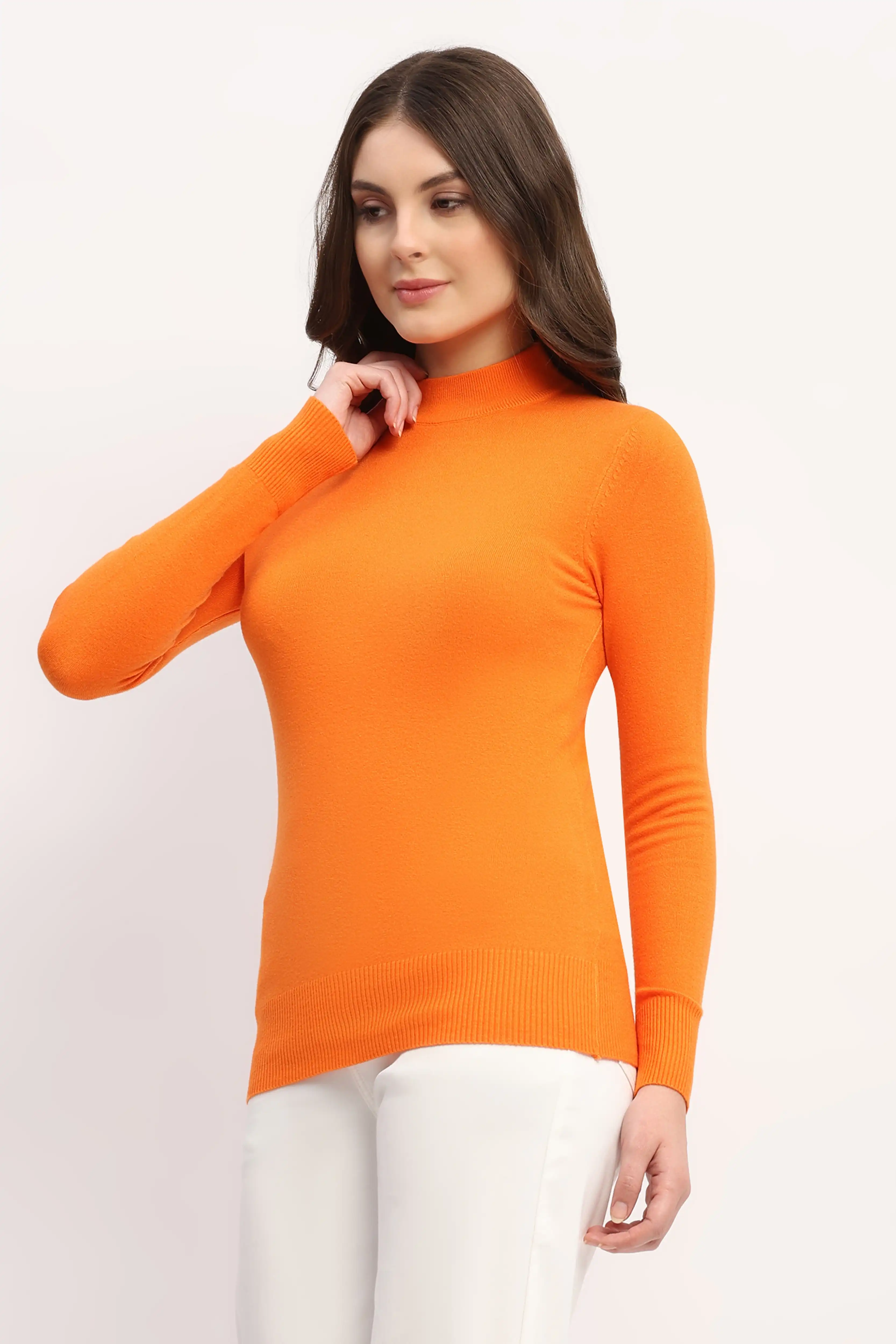 Orange Slim-Fit High-Neck Pullover - Image 4