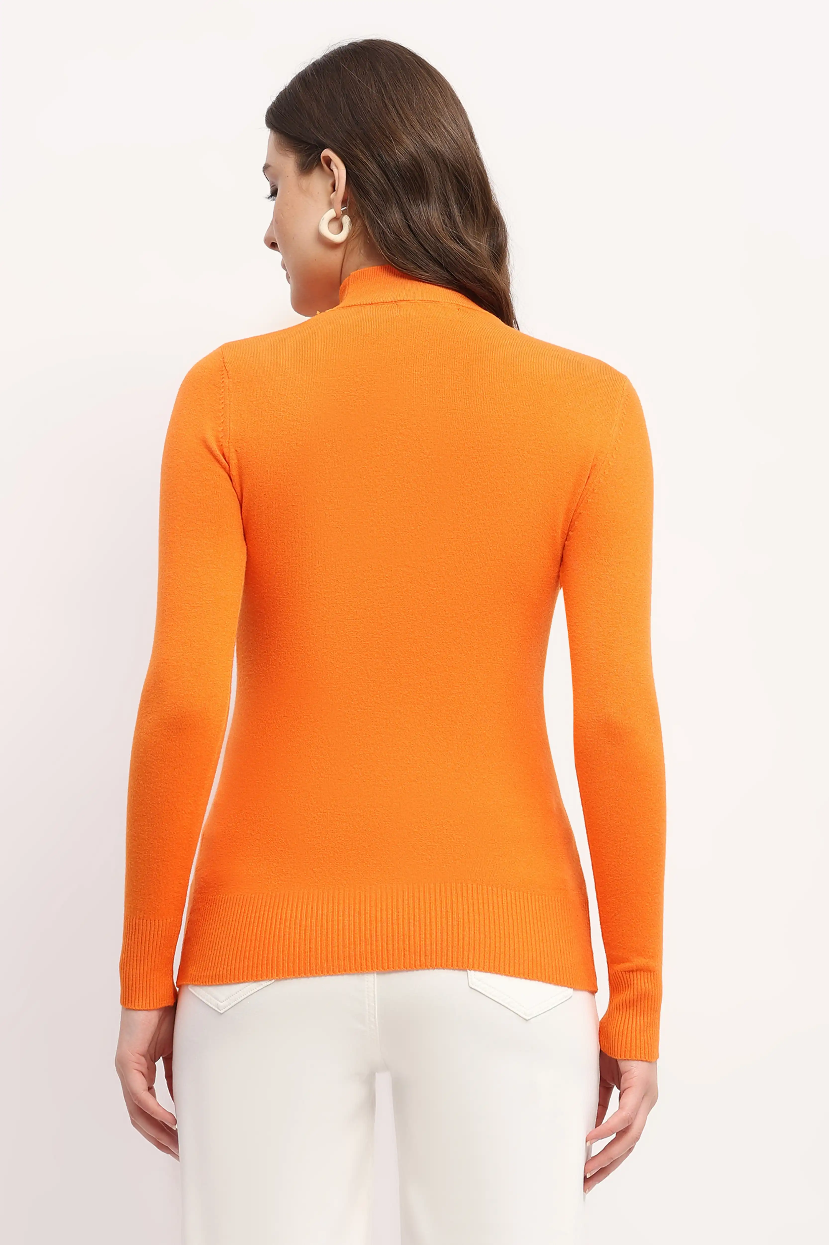 Orange Slim-Fit High-Neck Pullover - Image 5