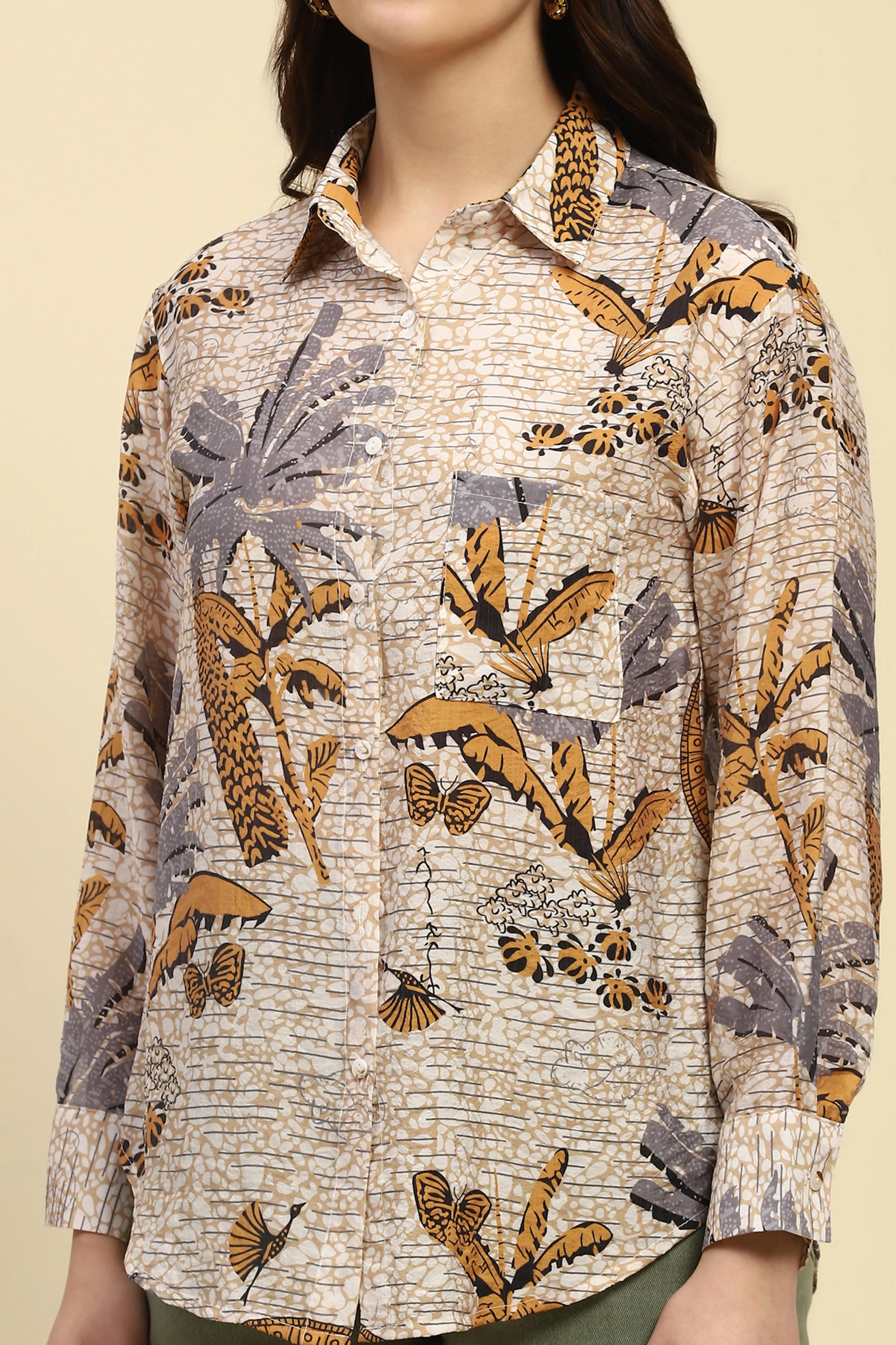 Tropical Print Rayon Blend Shirt - Image 4