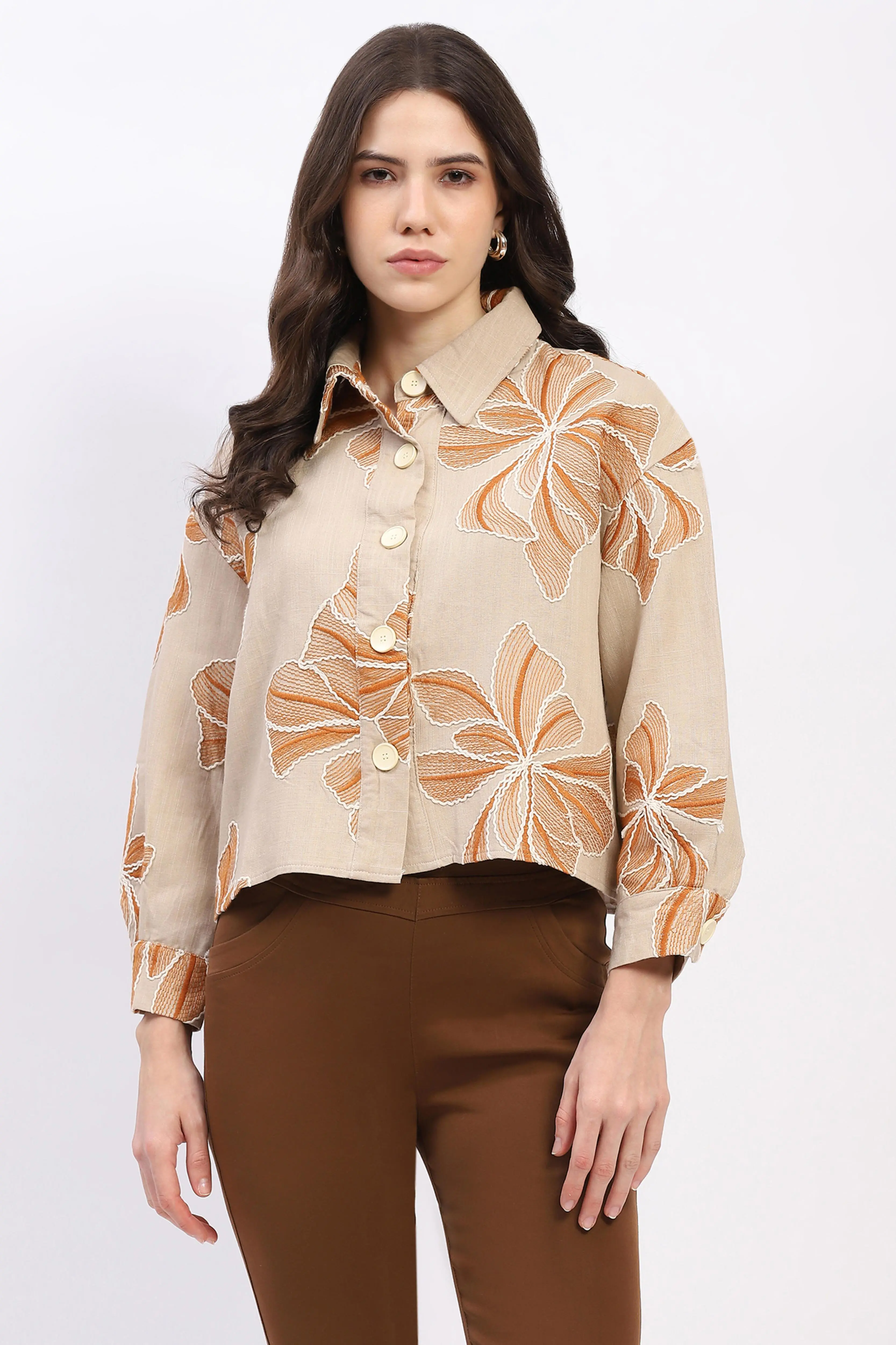 Oversized Floral Embroidered Shacket - Image 2