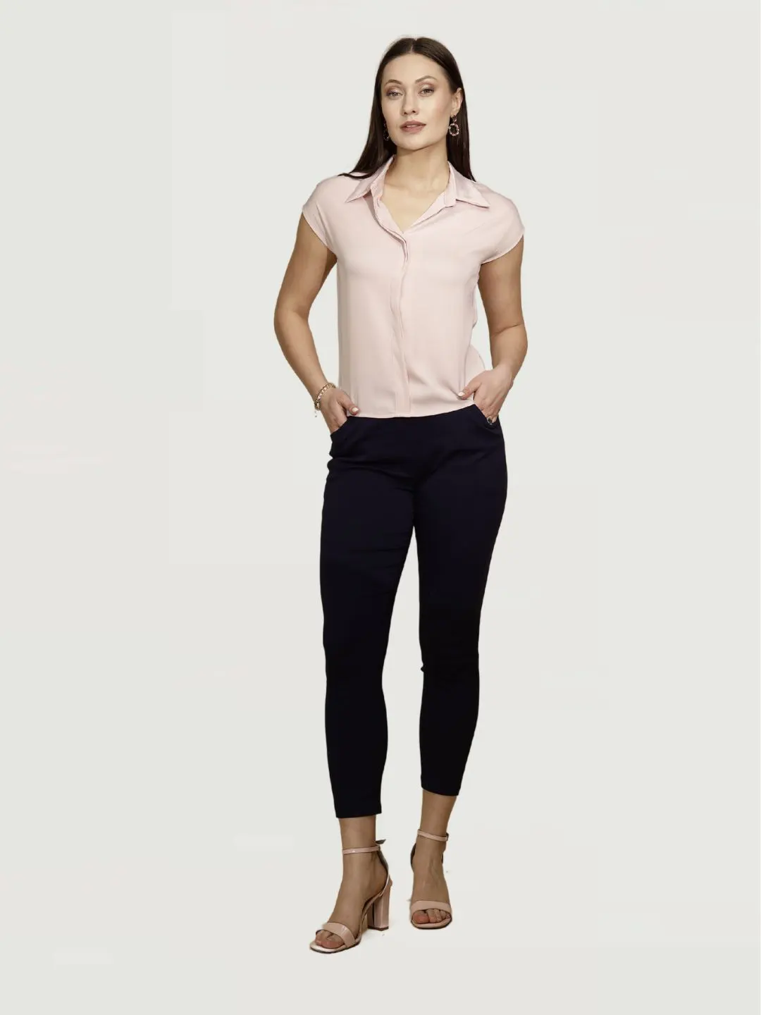 Pastel Pink Satin Loose Formal Shirt - Image 13