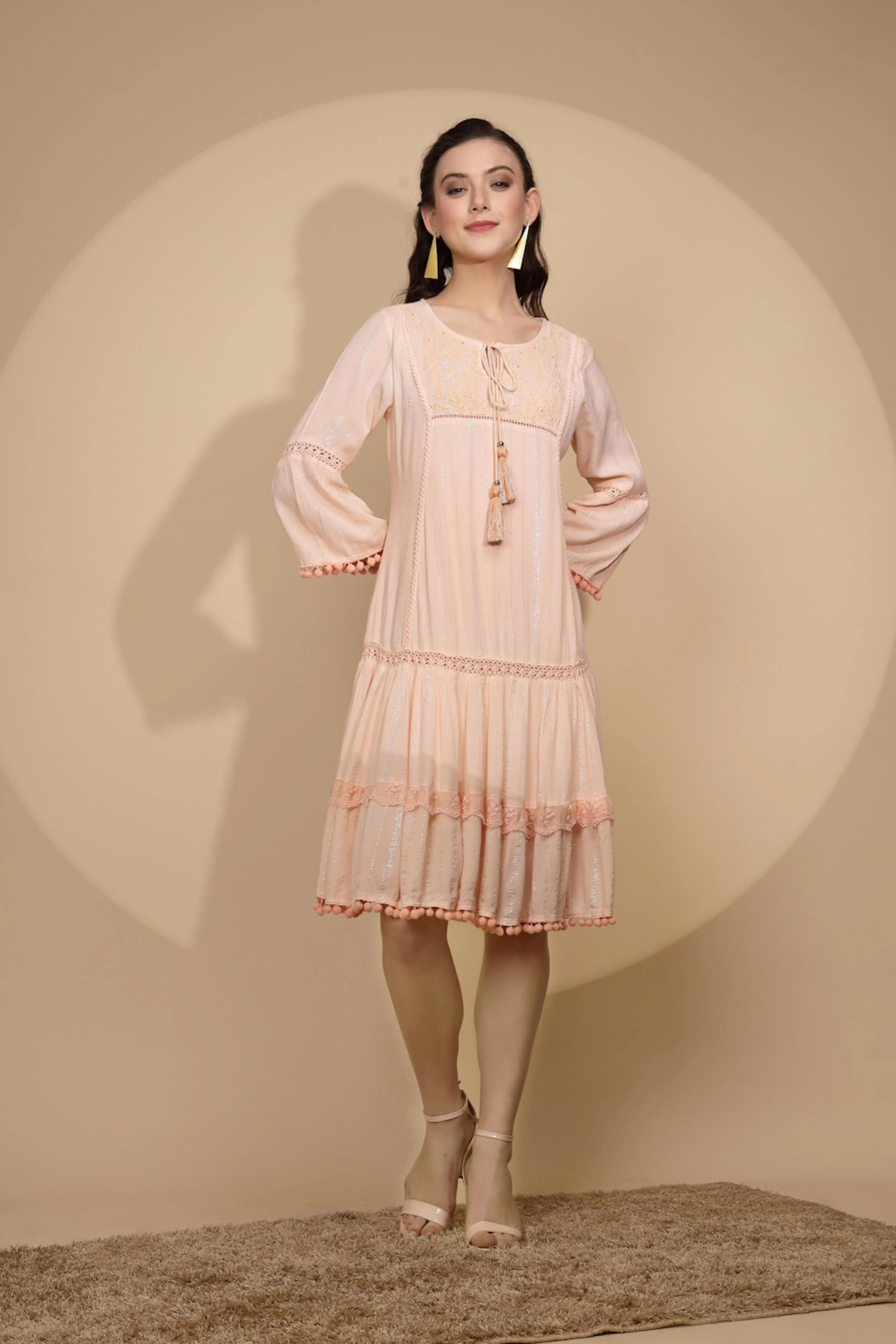 Peach Cotton Regular Fit Kurta