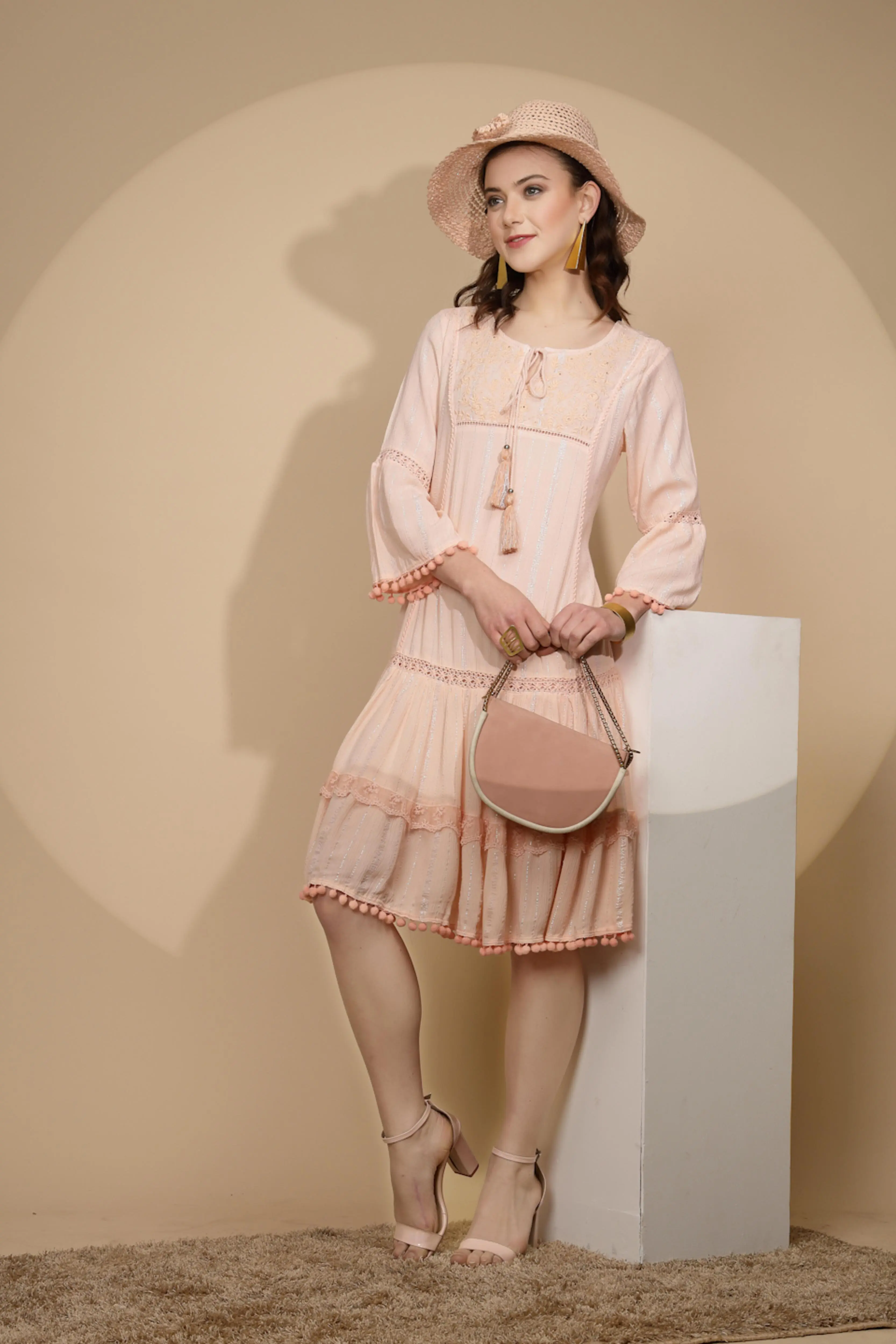 Peach Cotton Regular Fit Kurta - Image 6