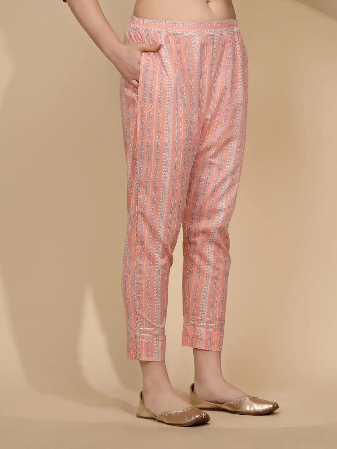 Peach Cotton Regular Fit Kurta Set - Image 13