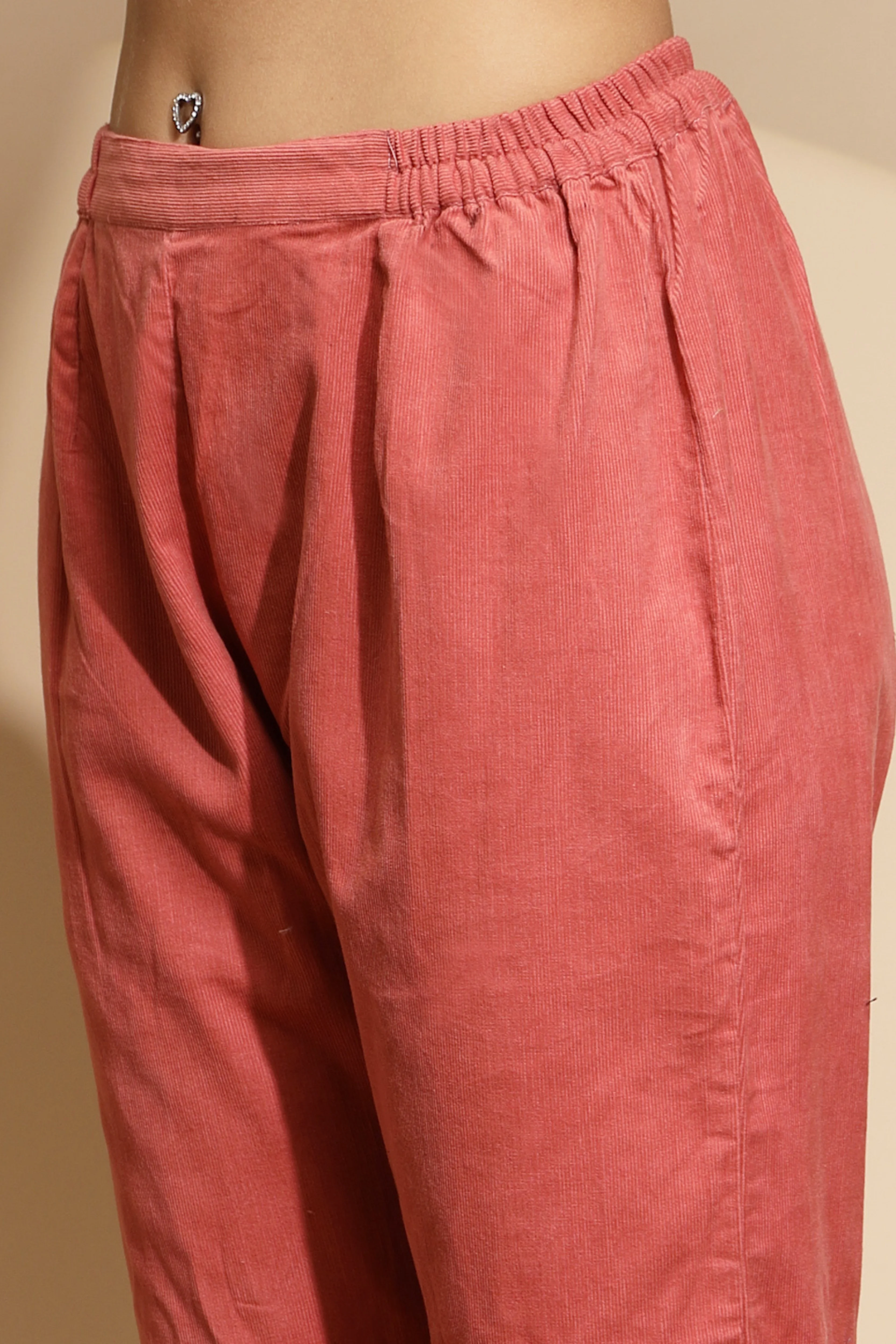 Peach Solid Wool Blend Pant - Image 5