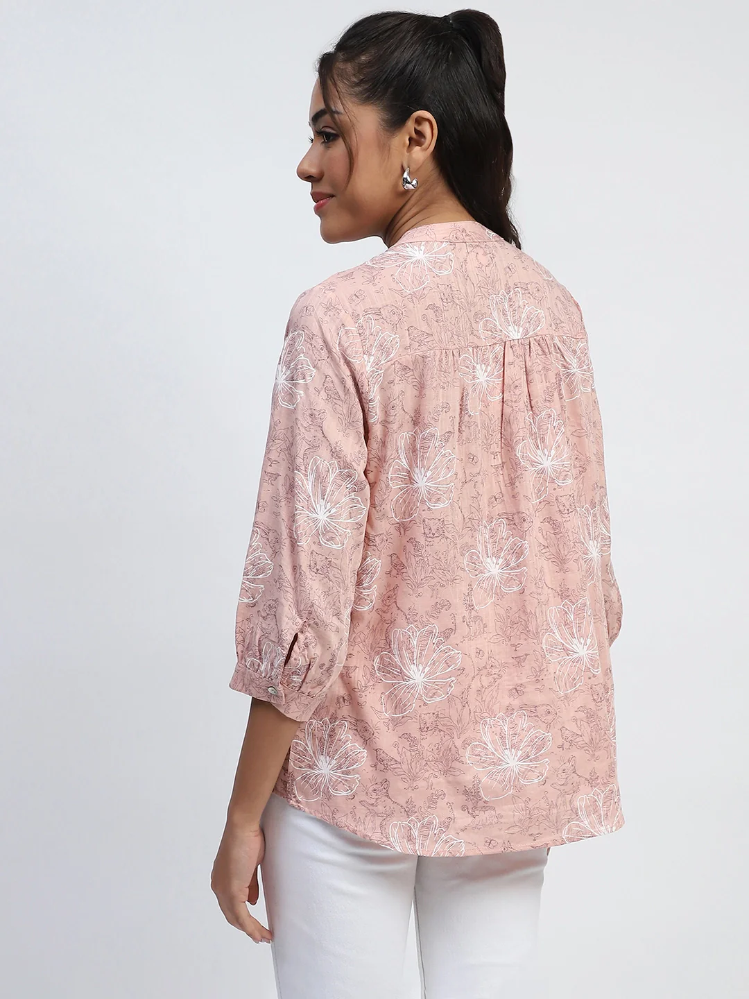 Pink Printed Cotton Blend Top - Image 10