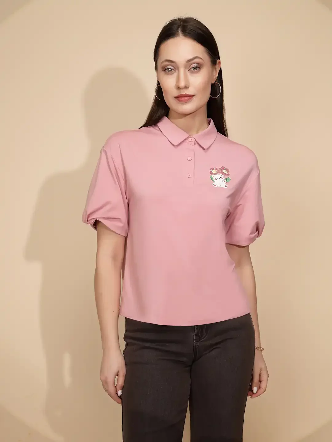 Dusty Pink Teddy Print Modal Top - Image 8