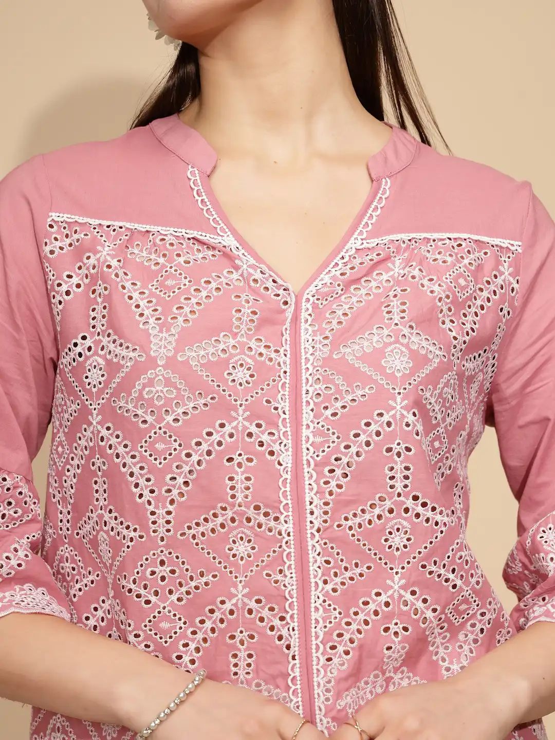 Pink Cotton Regular Fit Blouson Top - Image 6