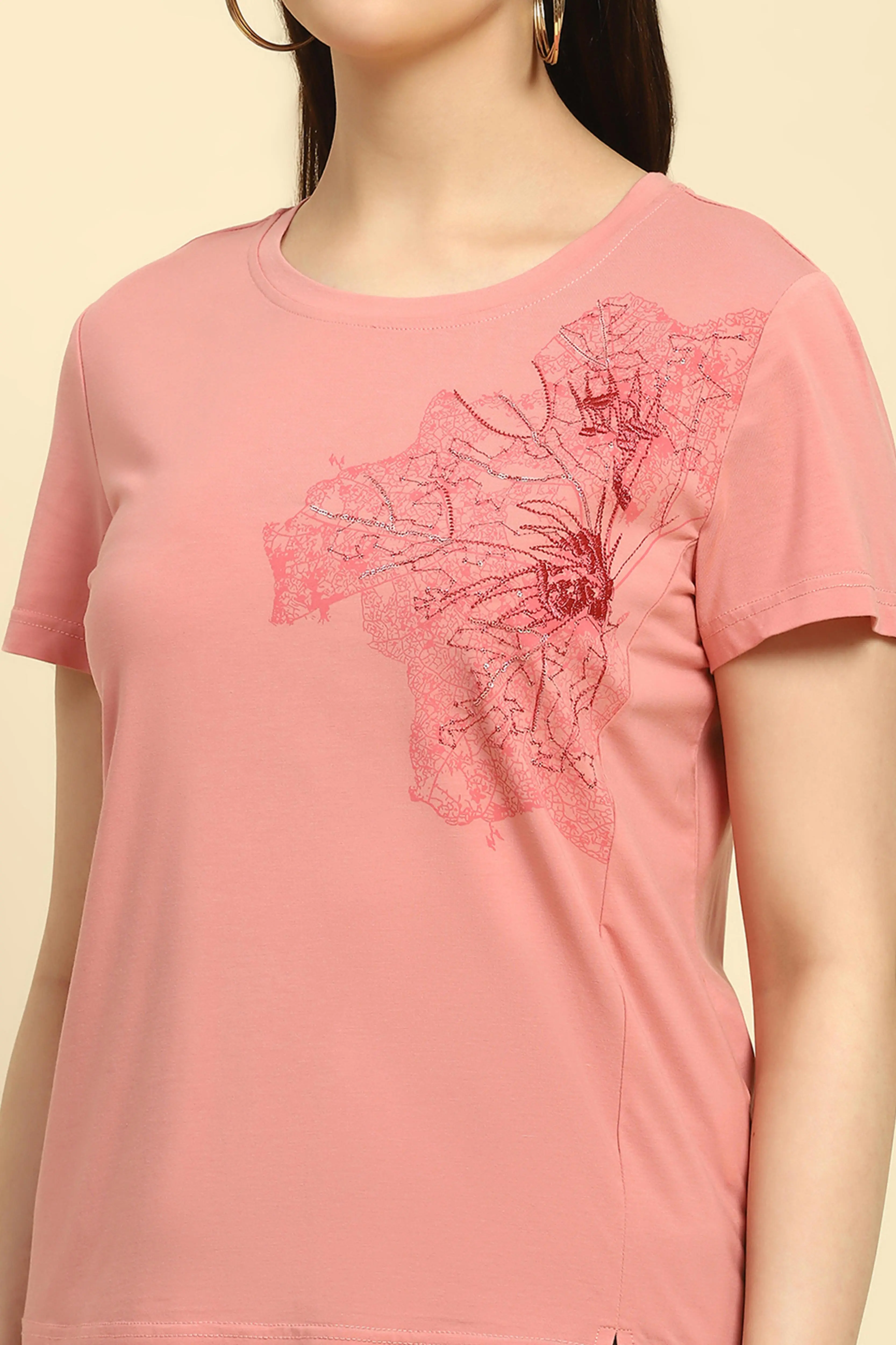 Pink Embroidered Modal Top - Image 5