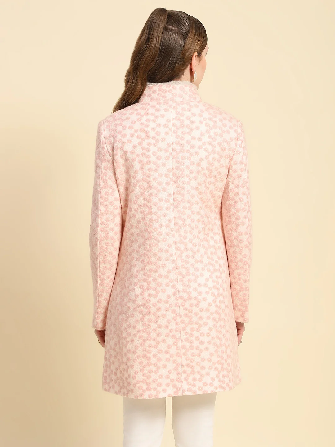 Pink Floral Embroidered Acrylic Coat - Image 12