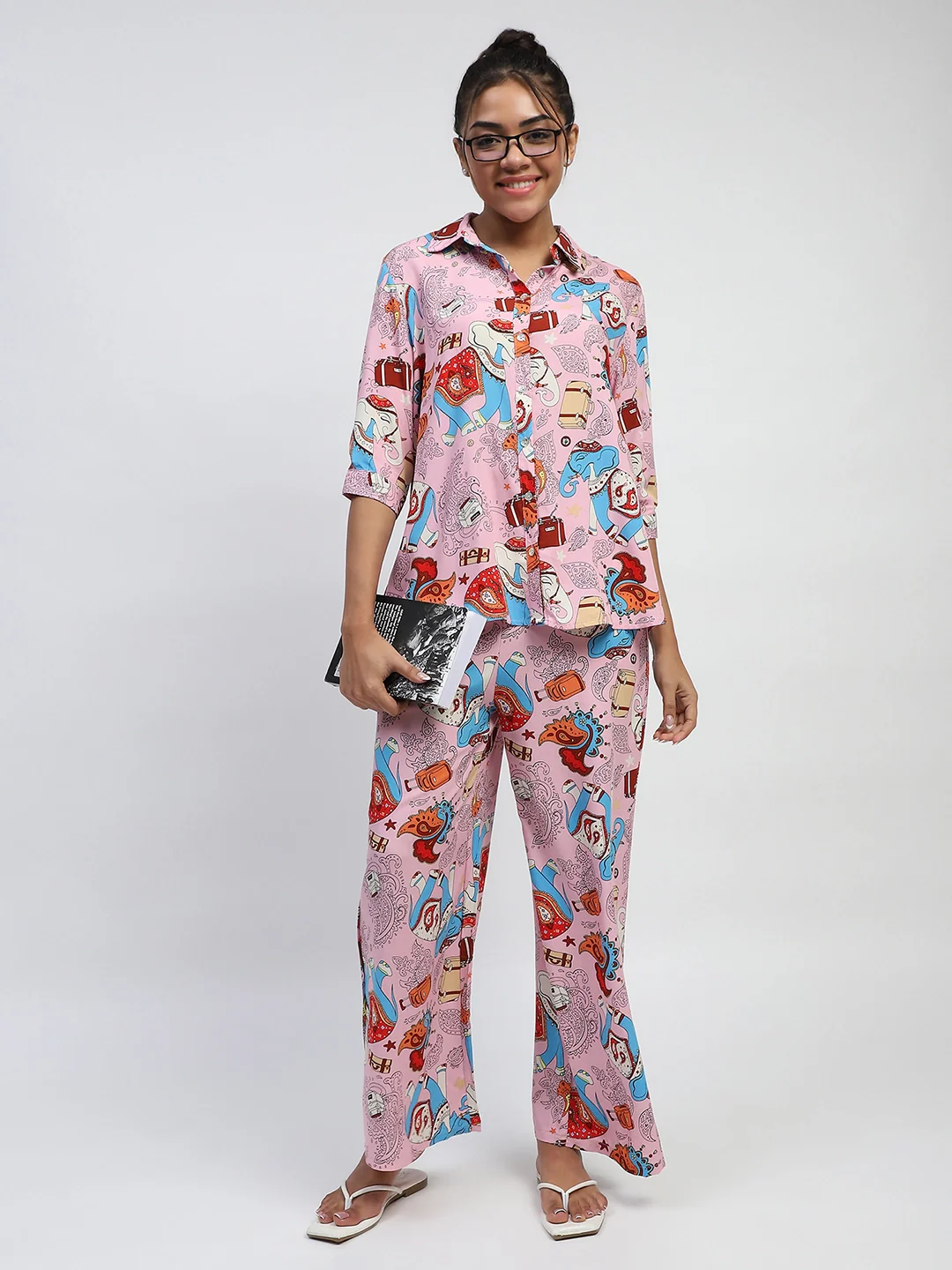 Pink Graphic Print Rayon Lower - Image 12