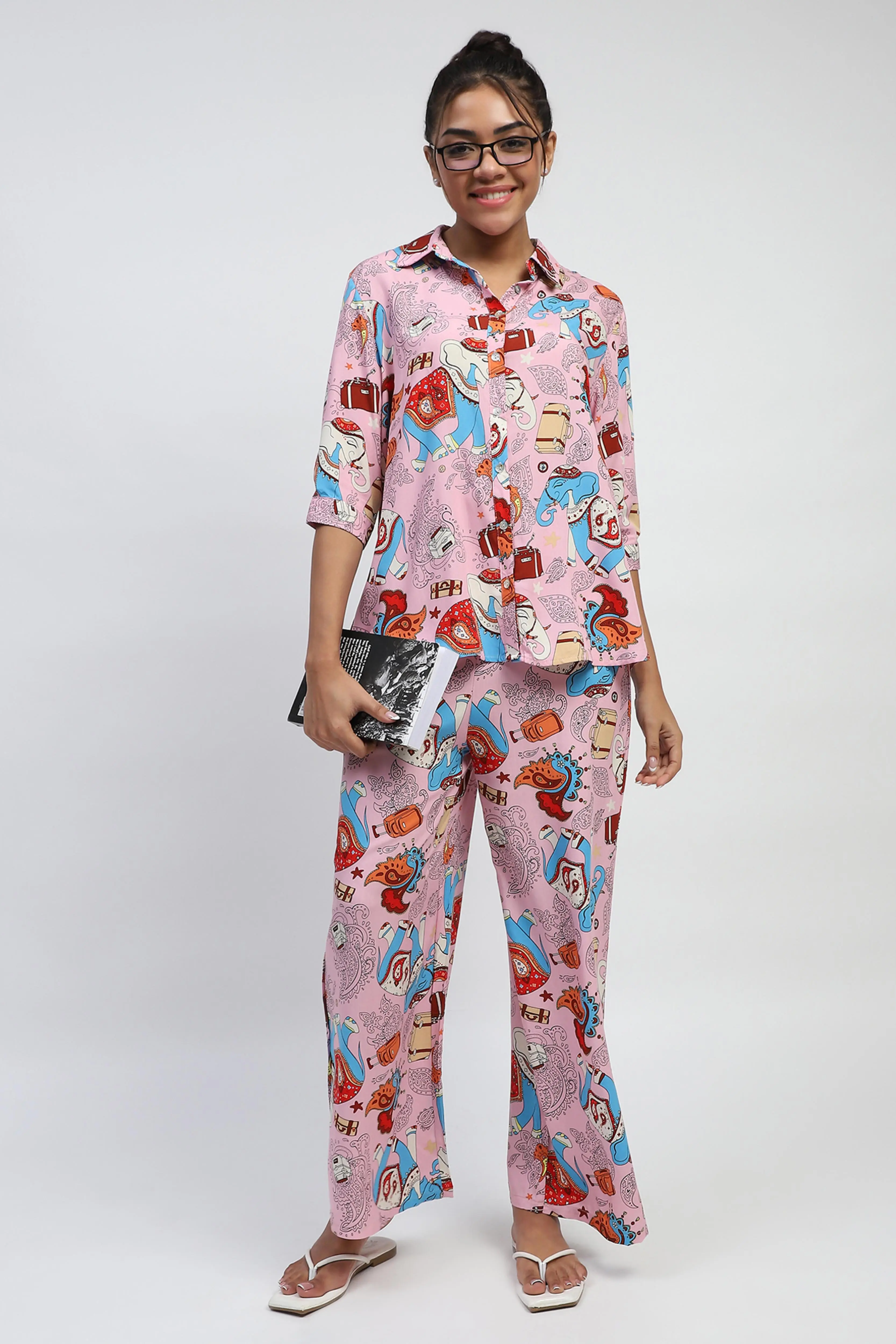 Pink Graphic Print Rayon Lower - Image 6