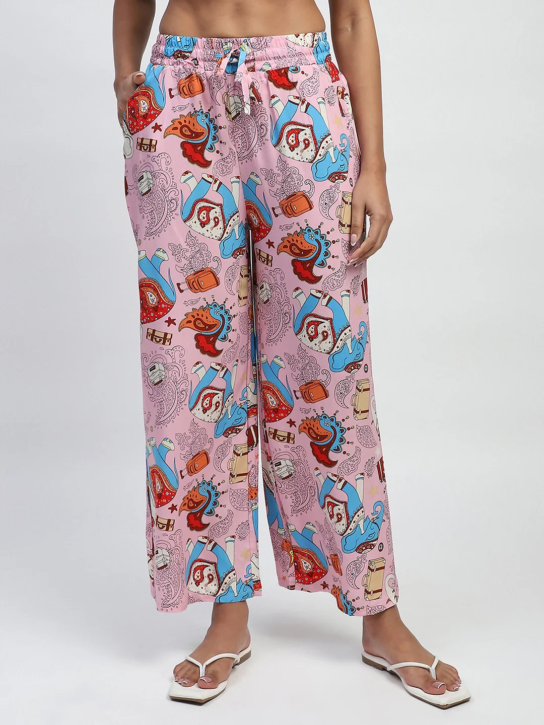 Pink Graphic Print Rayon Lower - Image 9
