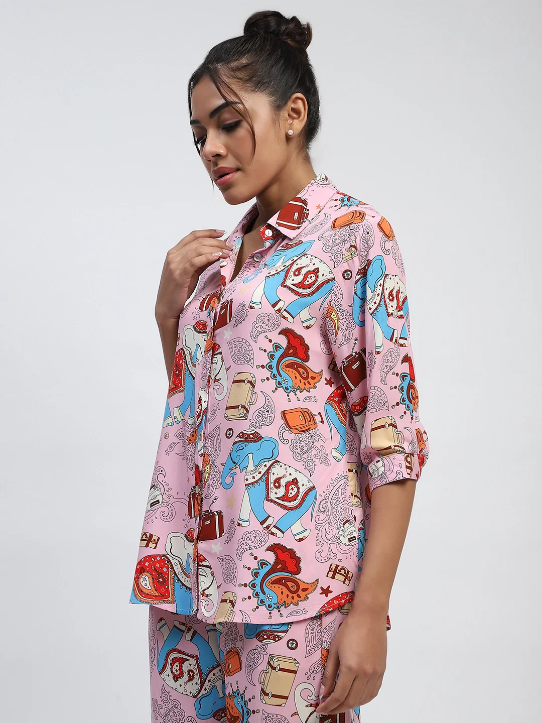 Pink Graphic Print Rayon Shirt - Image 12