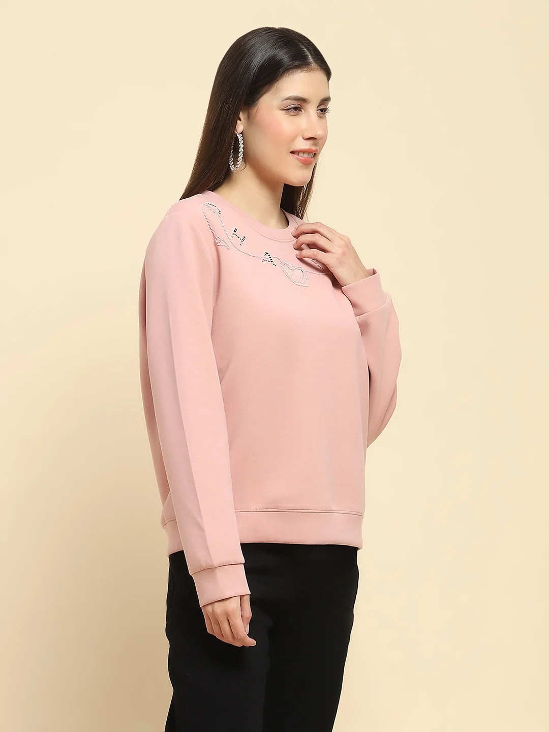 Pink  Embellished Sweatshirt - Image 9