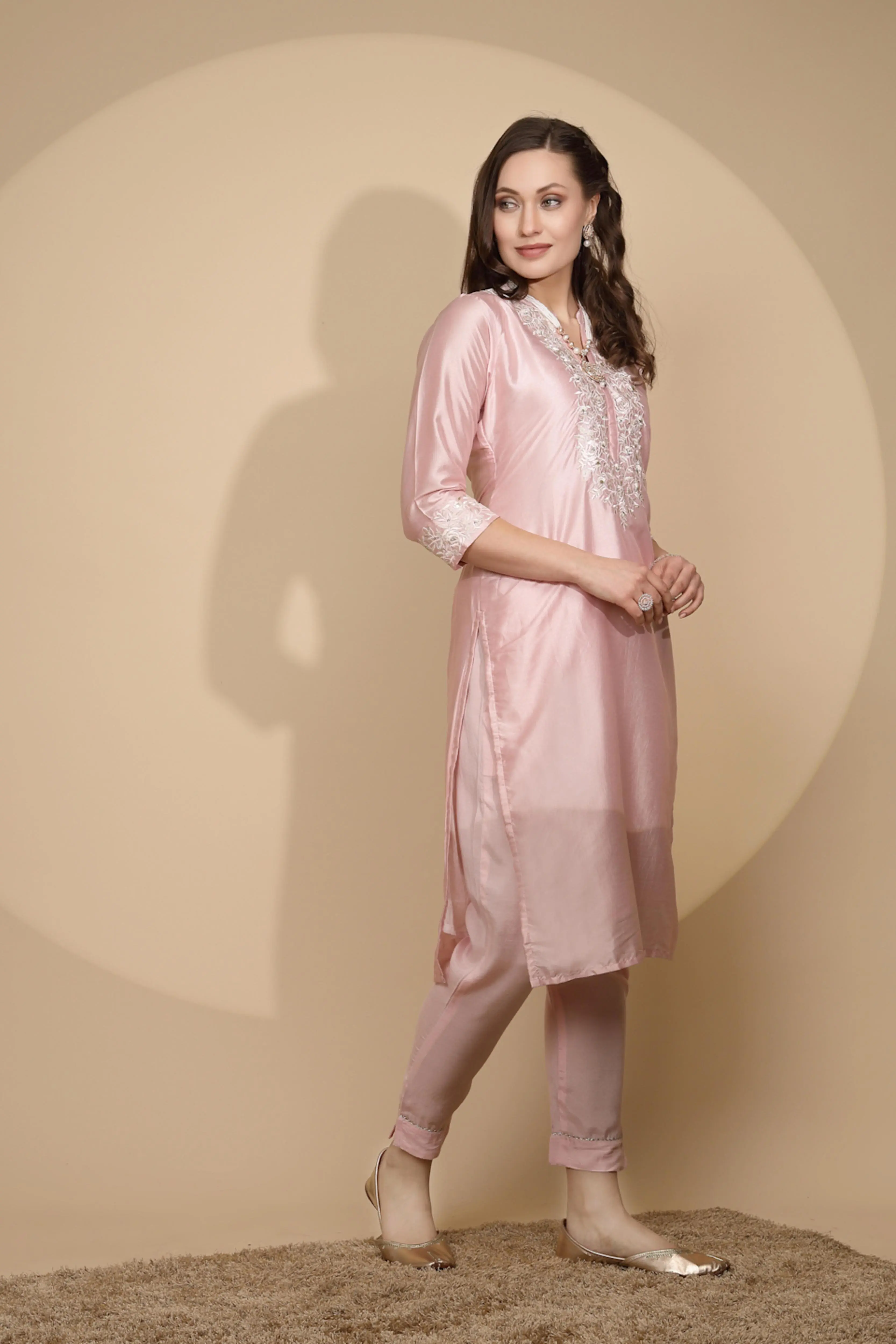 Pink Silk Kurta Set - Image 4