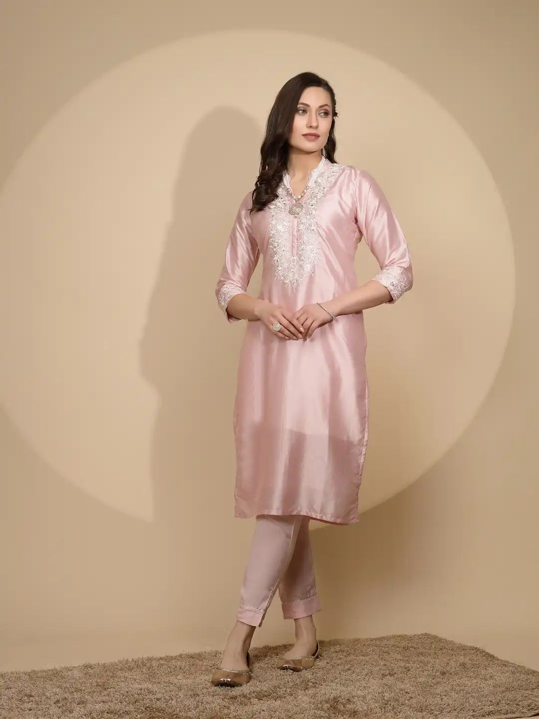 Pink Silk Kurta Set - Image 9