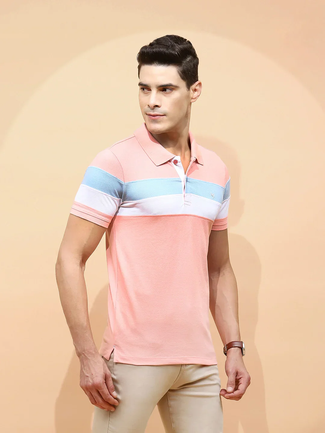 Pink cotton Regular Fit T-Shirt For Men - Image 9
