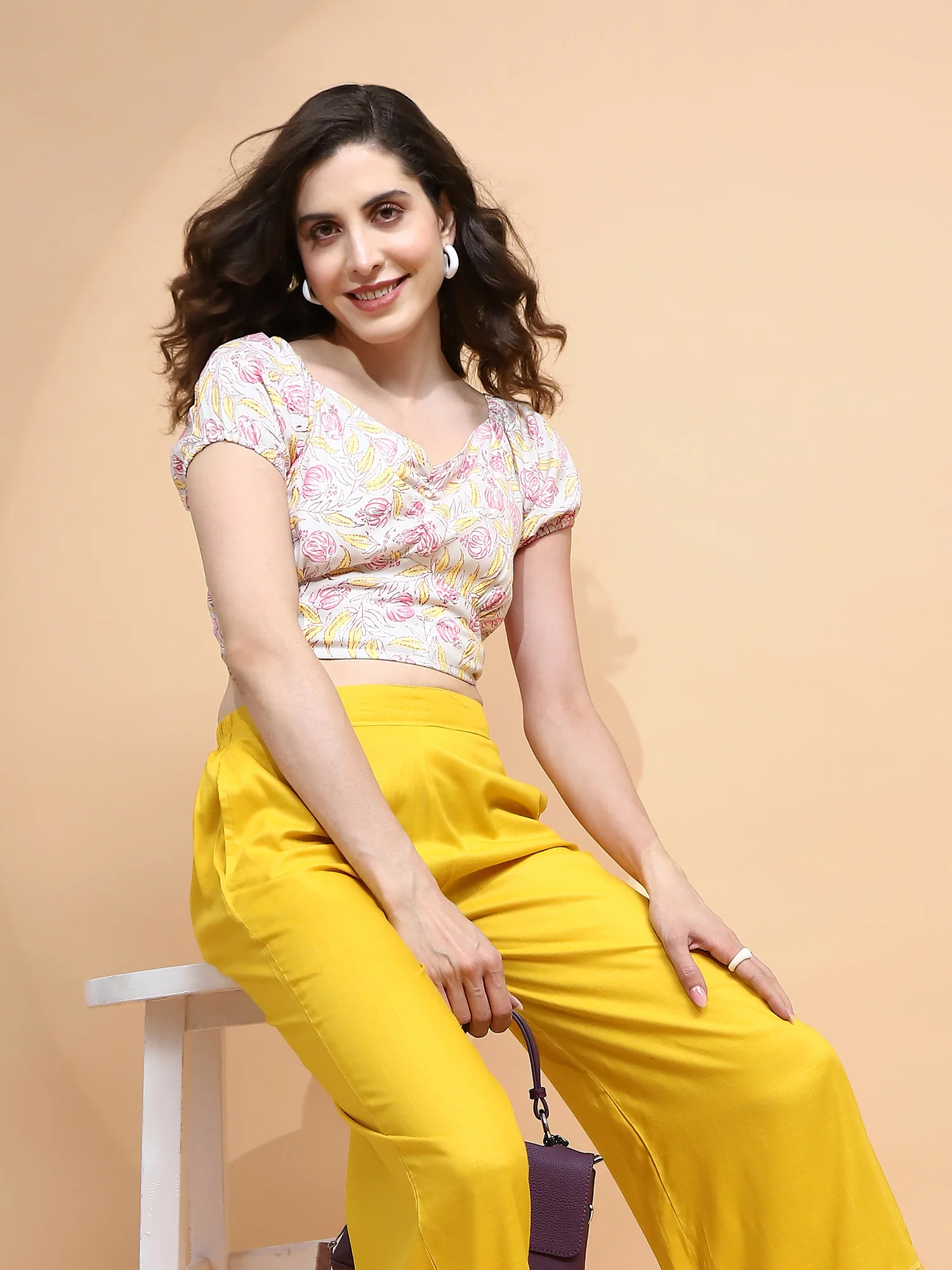 Pink Rayon Printed Crop Top - Image 13