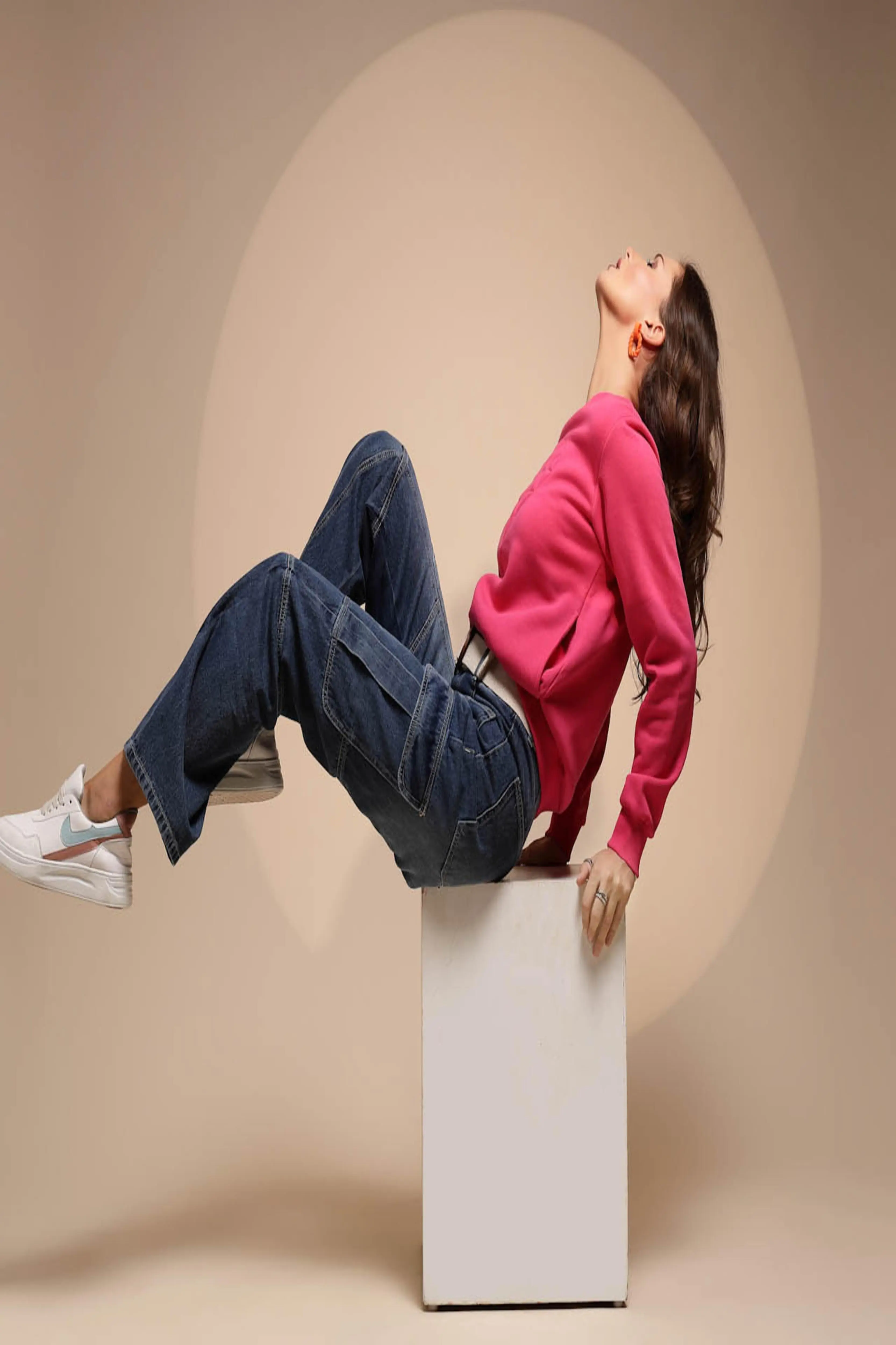 Pink Round Neck Hosiery Sweatshirt - Image 8