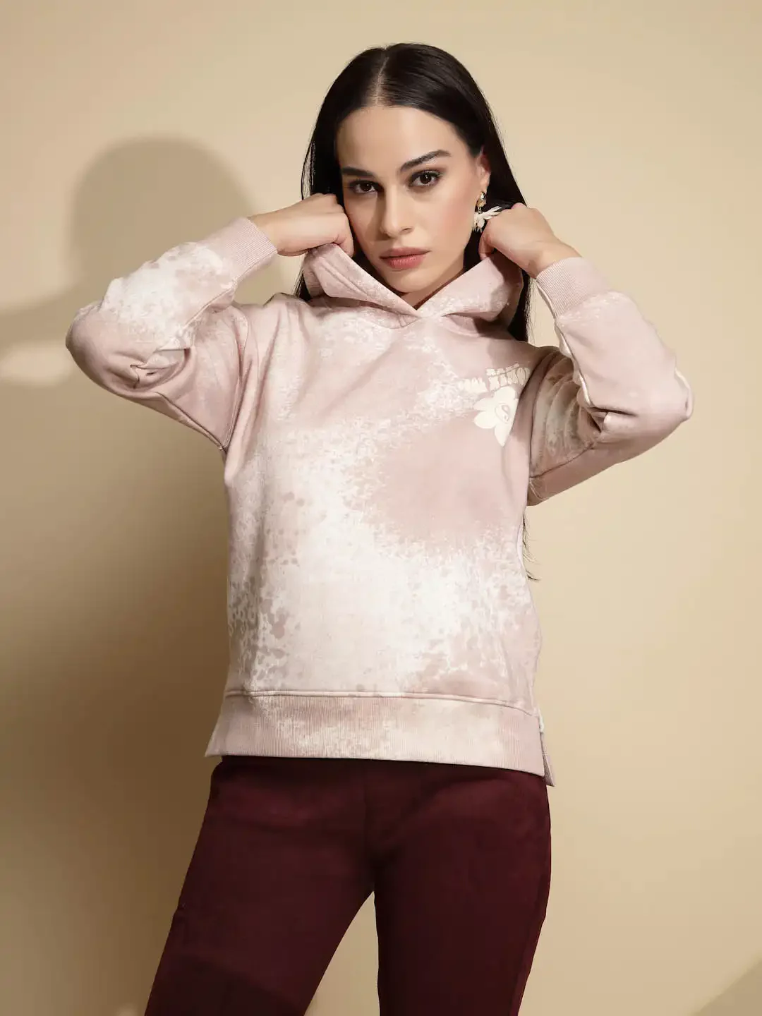 Pink Acrylic Hooded Sweatshirt - Image 8