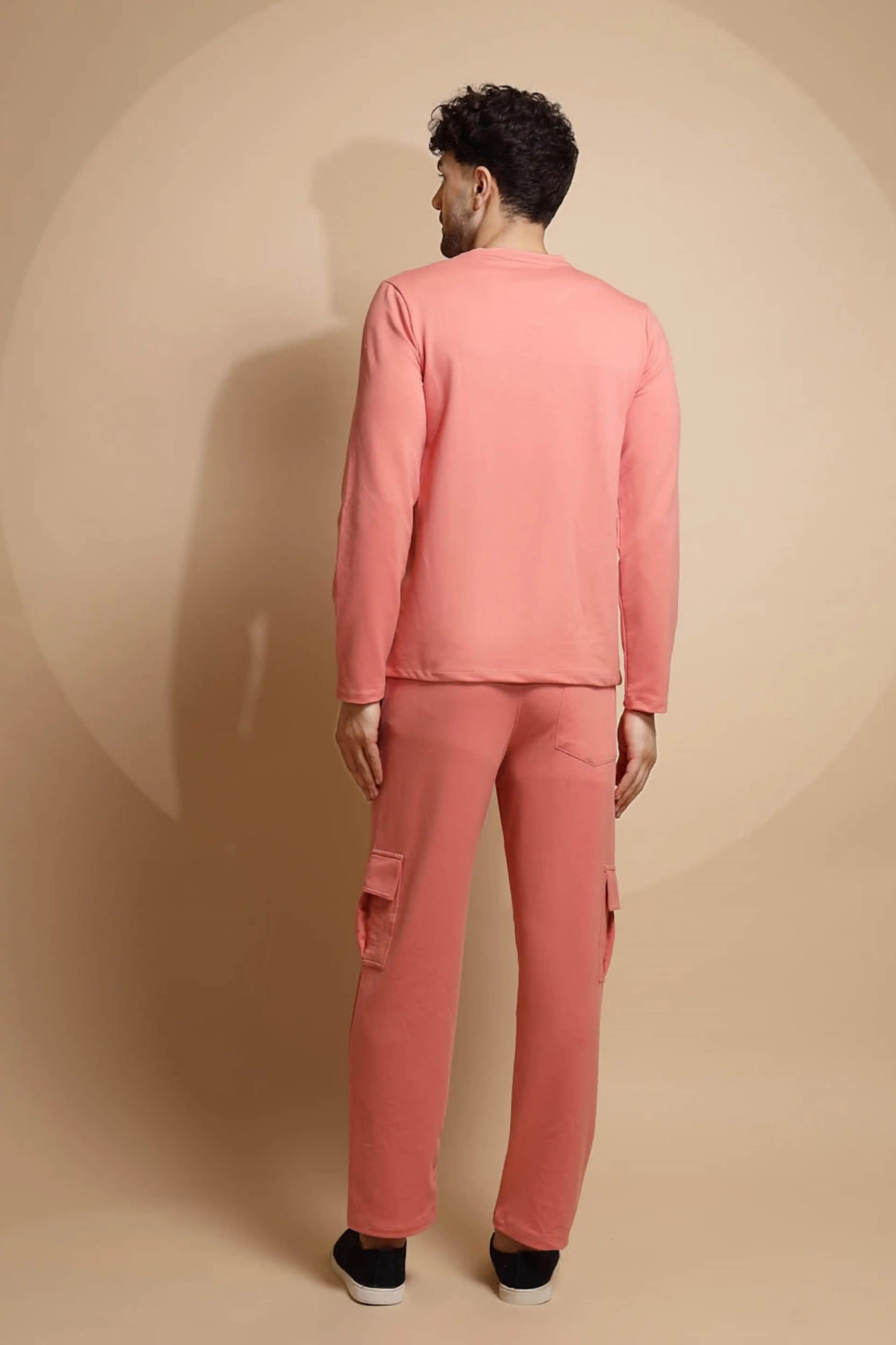 Pink Solid Round Neck Night Set - Image 4