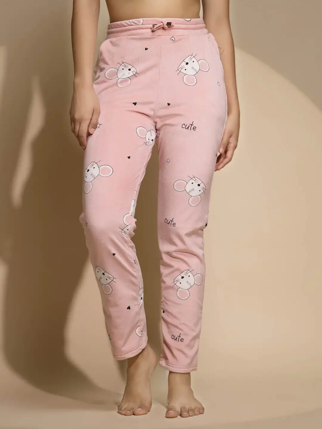 Pink Solid High Rise Cotton Lower