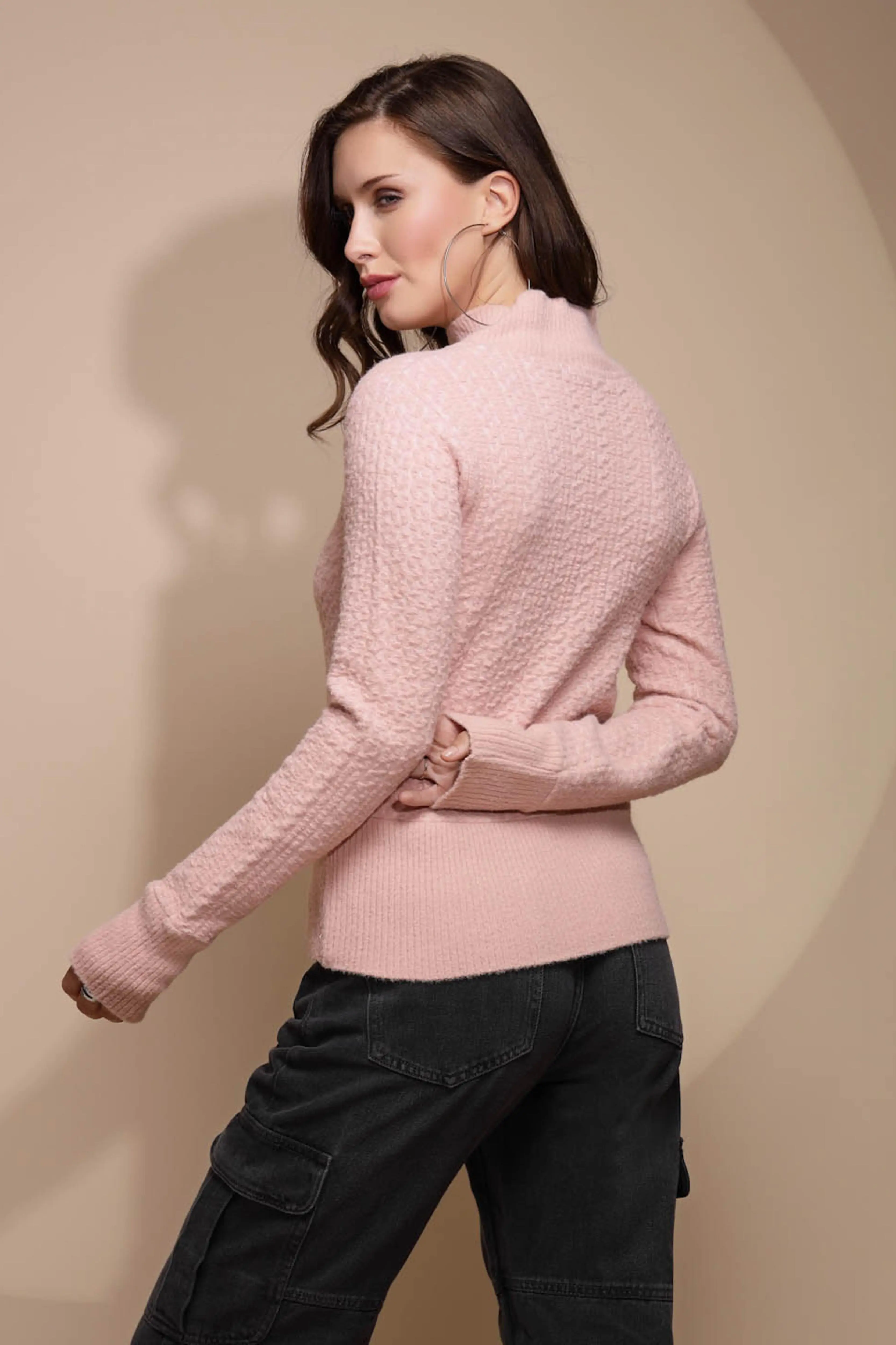 Pink Solid Hosiery Sweatshirt - Image 4