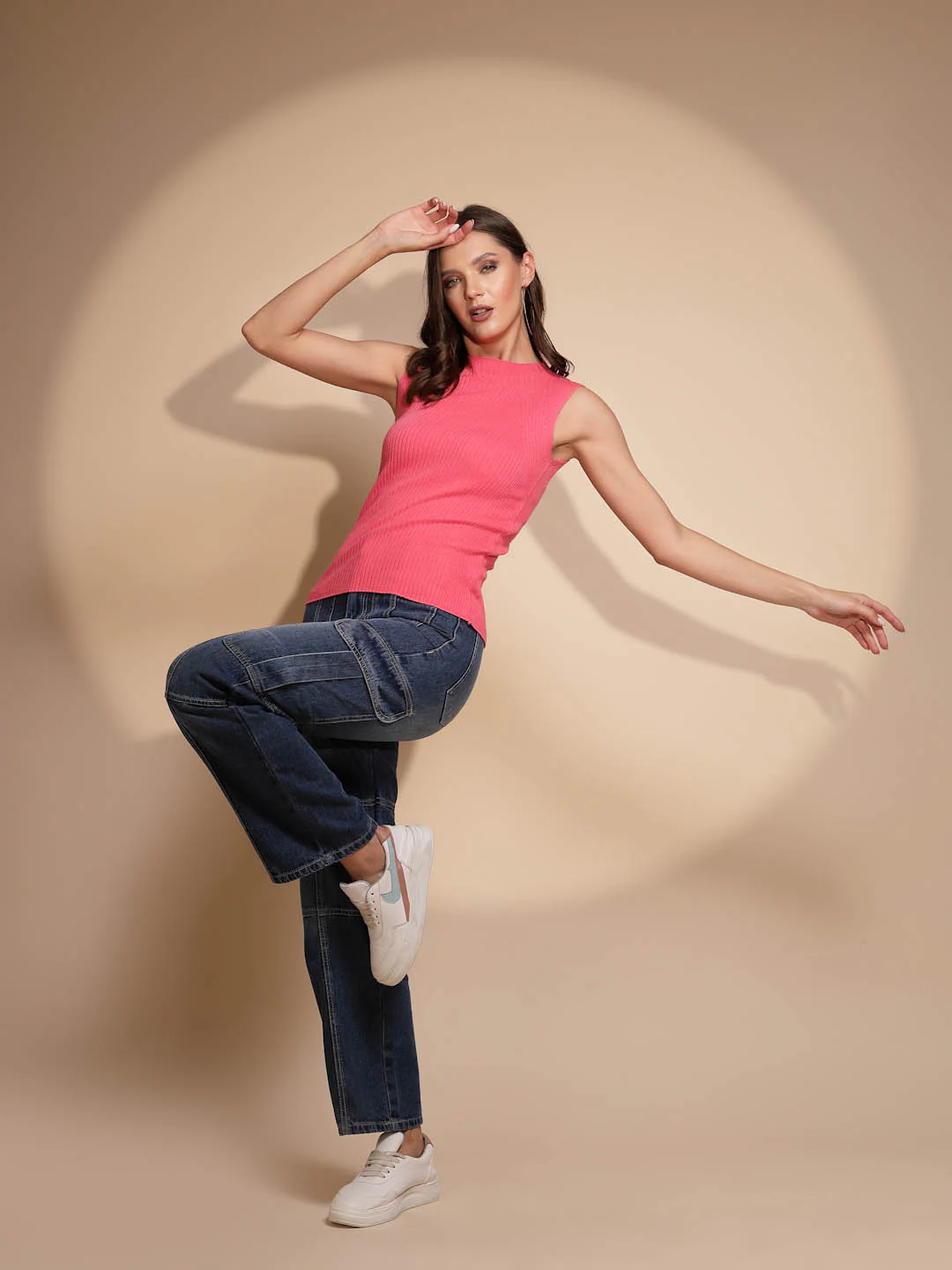 Pink Stretchable Knit Skivvy Top - Image 7