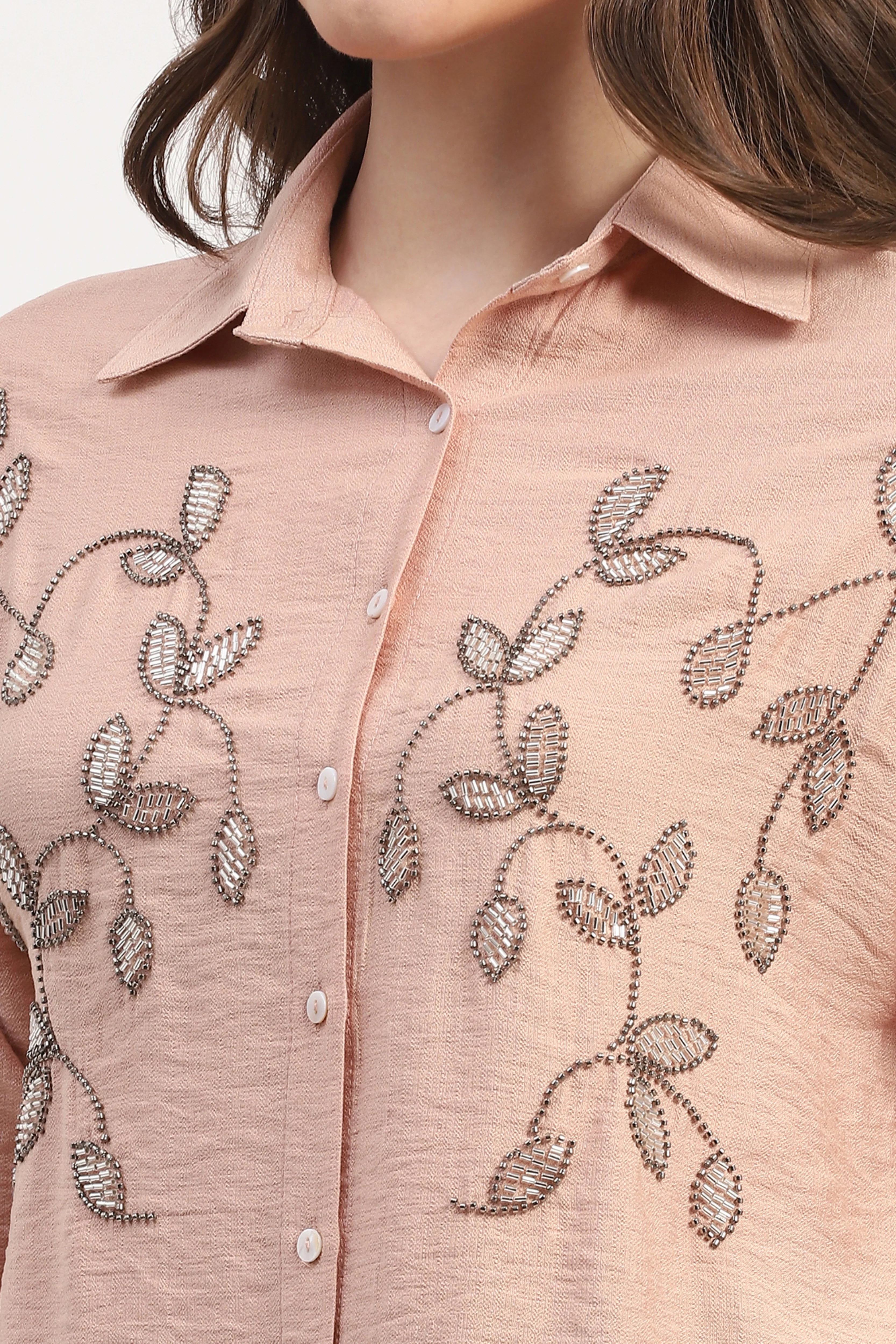 Pink Viscose Blend Embellished Shirt - Image 6