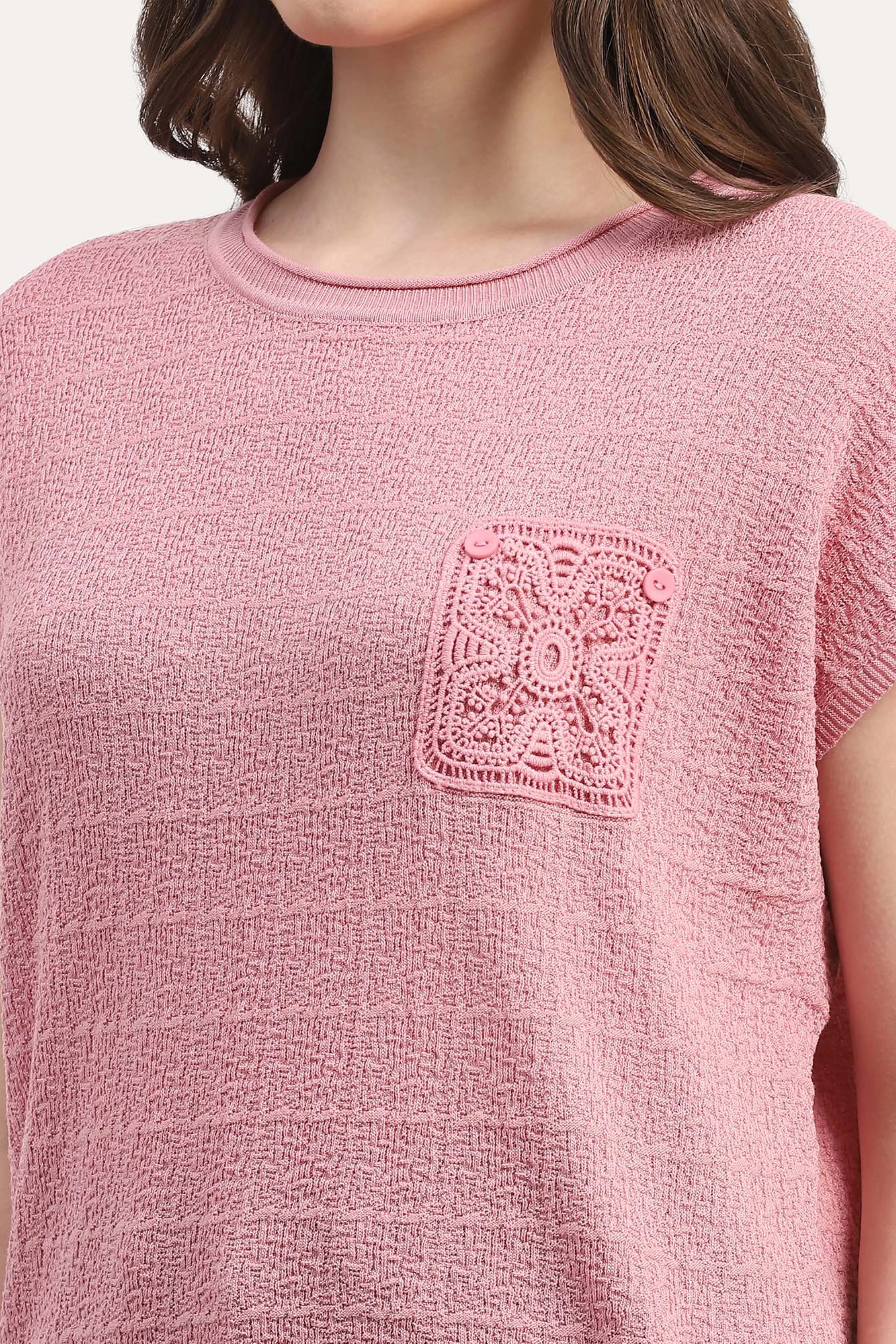 Pink Viscose Blend Textured Top - Image 6