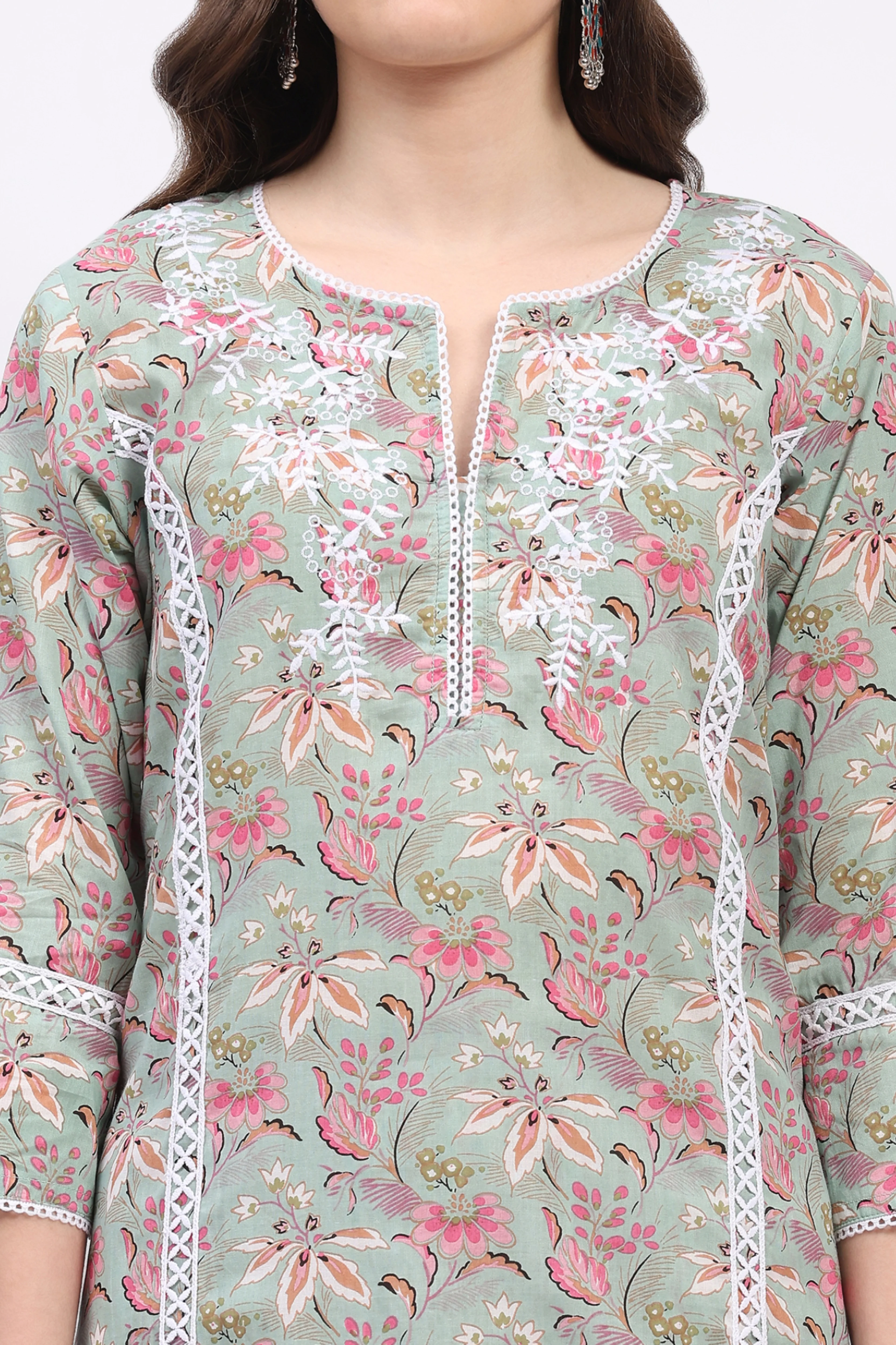 Pista Green & Pink Floral Print Suit Set - Image 5
